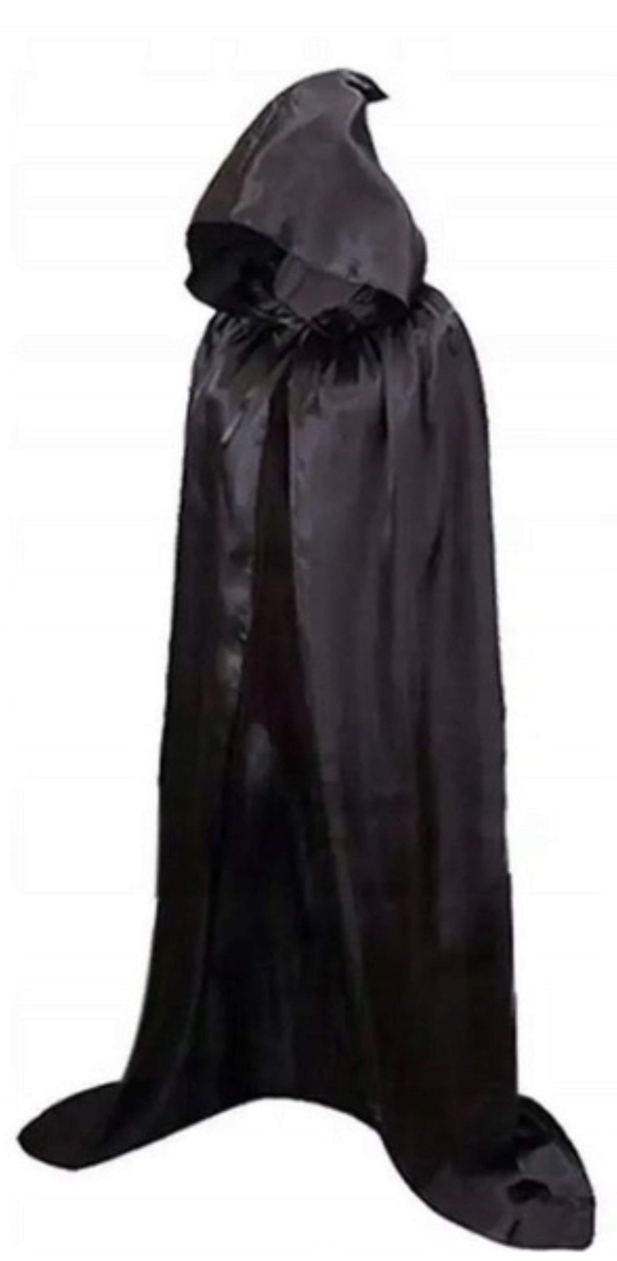 partydeco Kostüm Schwarzer Umhang mit Kapuze 140 cm für Vampir, Gotik, Halloween-Kostüm