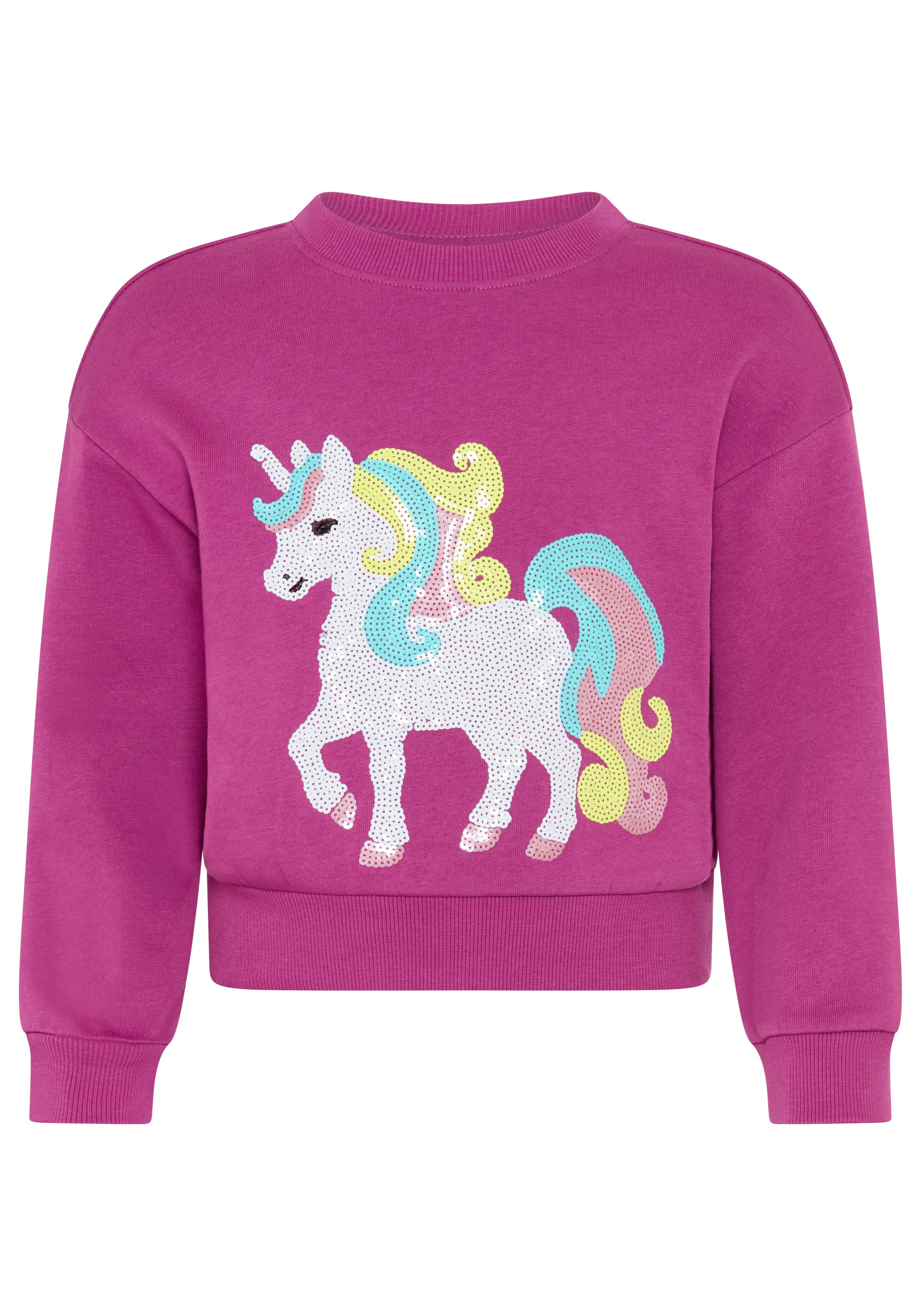 KIDSWORLD Sweatshirt Einhorn-Applikation für kleine Mädchen Sweatshirt mit schimmernden Pailletten-Applikationen – Bild 5 von 5