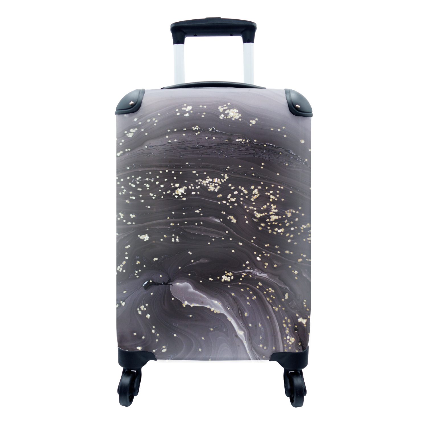 MuchoWow Handgepäckkoffer Marmor - Luxus - Glitzer, 4 Rollen, Reisetasche mit rollen, Handgepäck für Ferien, Trolley, Reisekoffer