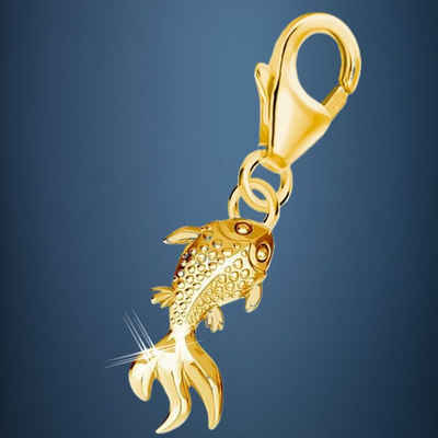 Goldene Hufeisen Charm-Einhänger Mini Goldfisch Karabiner Charm 925 Sterling Silber Vergoldet