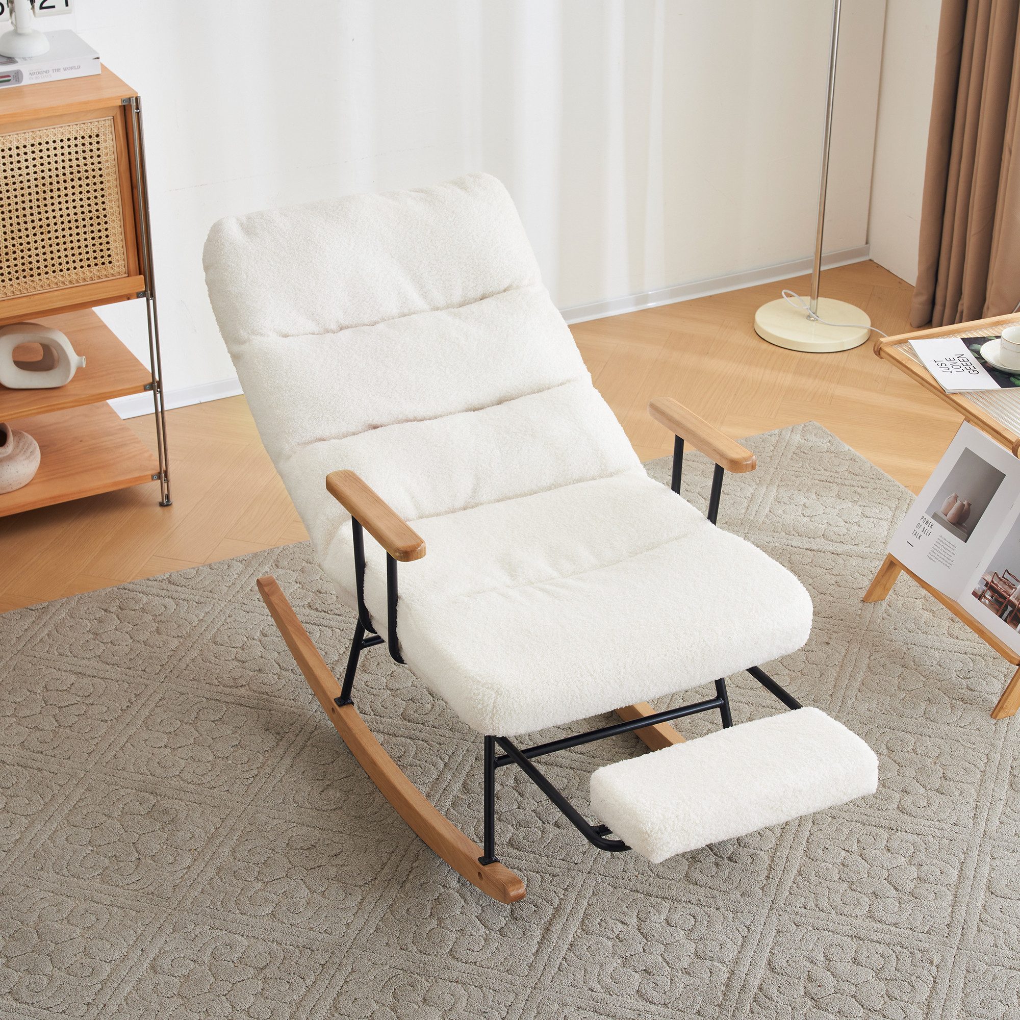 STILVORA Schaukelstuhl mit hocker Schaukelsessel mit Schwerkraftverstellung,Relaxsessel (stabiler und rutschsicherer Liegefunktion, 1 St), mit Schwerkraftverstellung, manuellem Fußstützenmechanismus