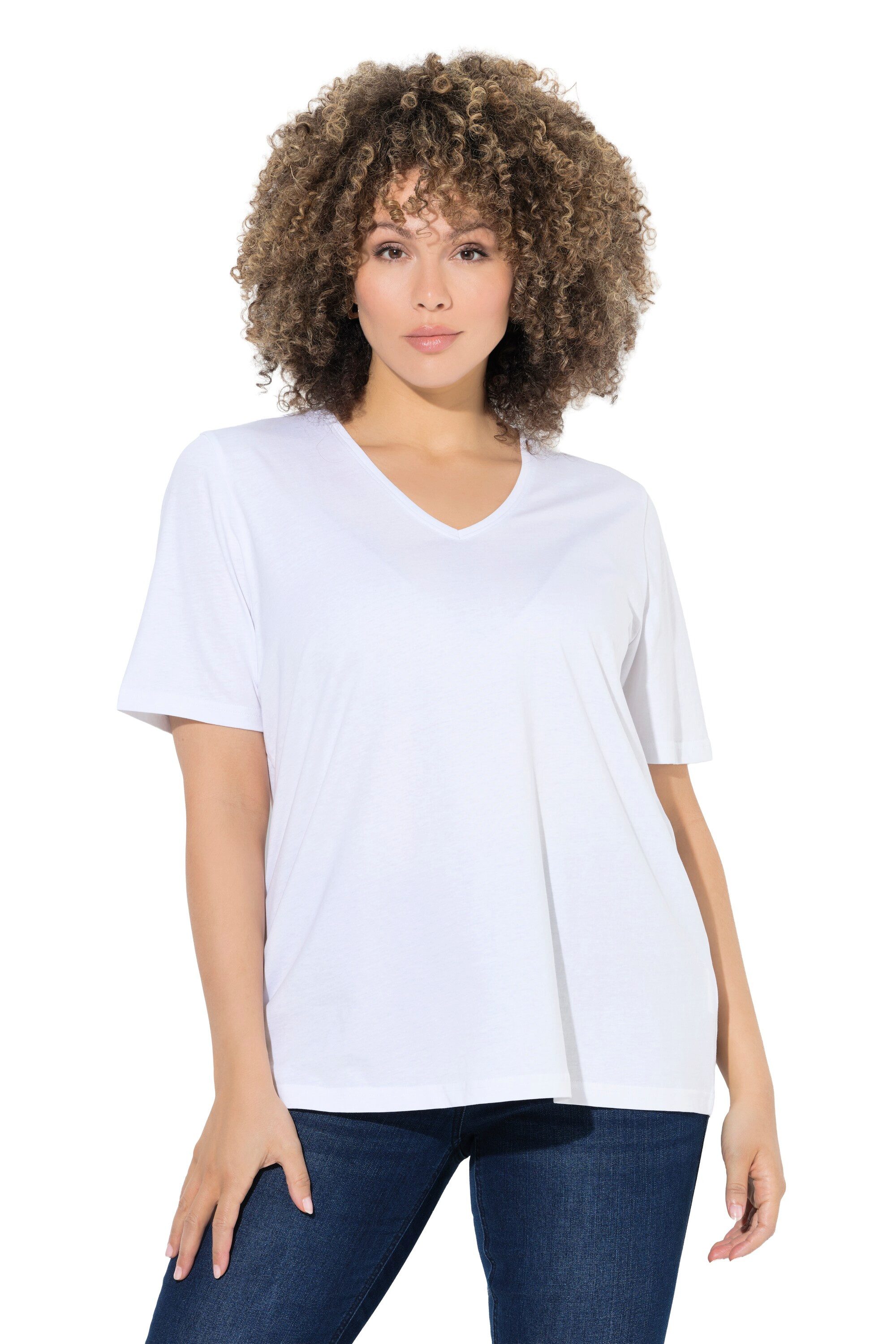 Ulla Popken T-Shirt T-Shirt Doppelpack V-Ausschnitt Regular Halbarm günstig online kaufen