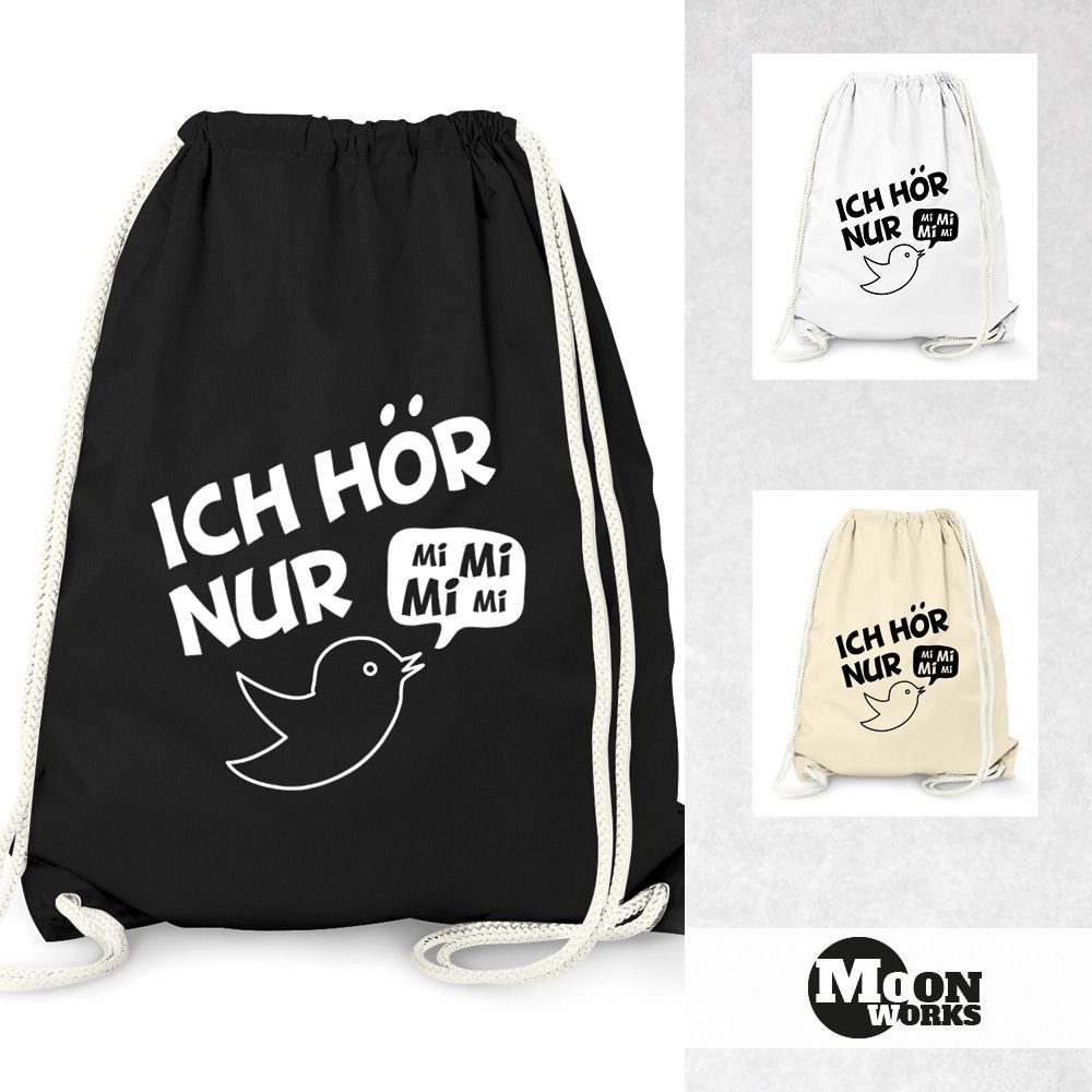 Moonworks® schwarz MoonWorks ich lustig - Turnbeutel mimimi - hör mit Turnbeutel Gymbag Drawstring nur Spruch