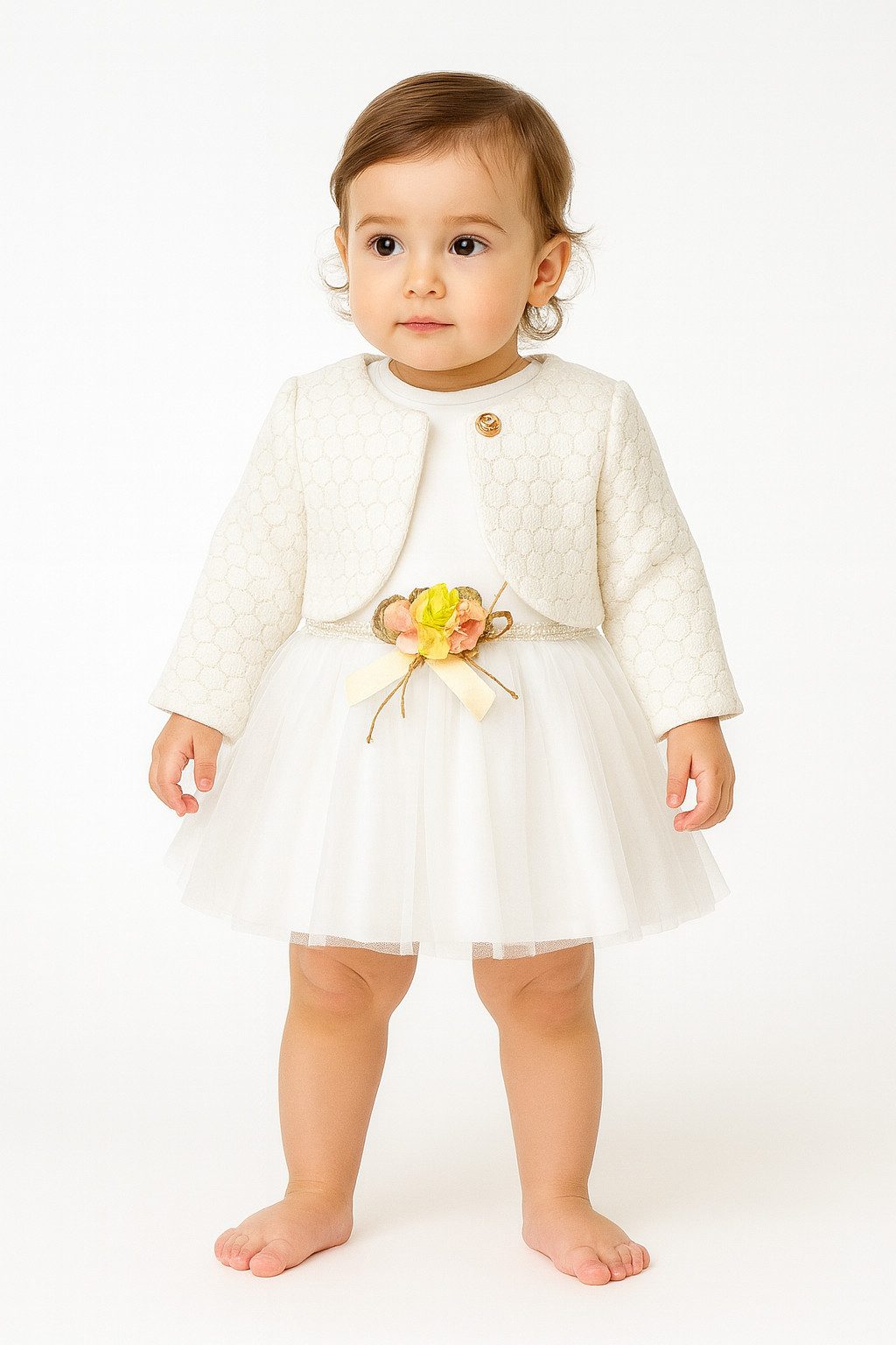 Lorey Medtec Taufkleid Prinzessin Kleid mit Jacke, Party Kleid, Spitze, 100% Baumwolle (Kleid + Jäckchen) Spitze, Tüll