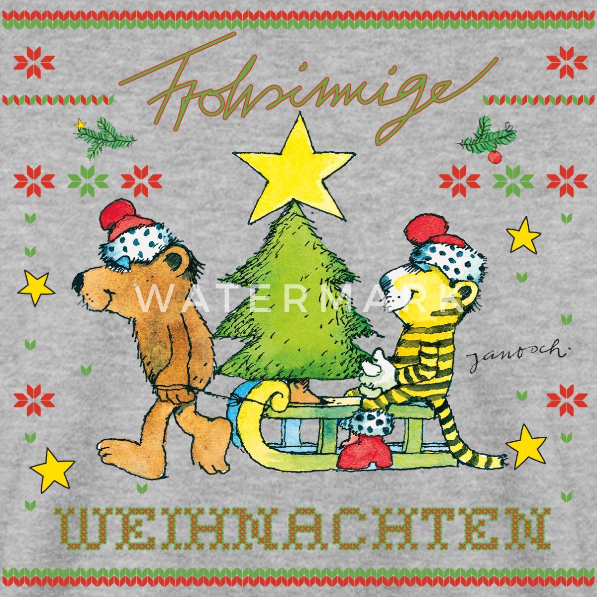 Spreadshirt Sweatshirt Janosch Frohsinnige Weihnachten Ugly Christmas Unise günstig online kaufen