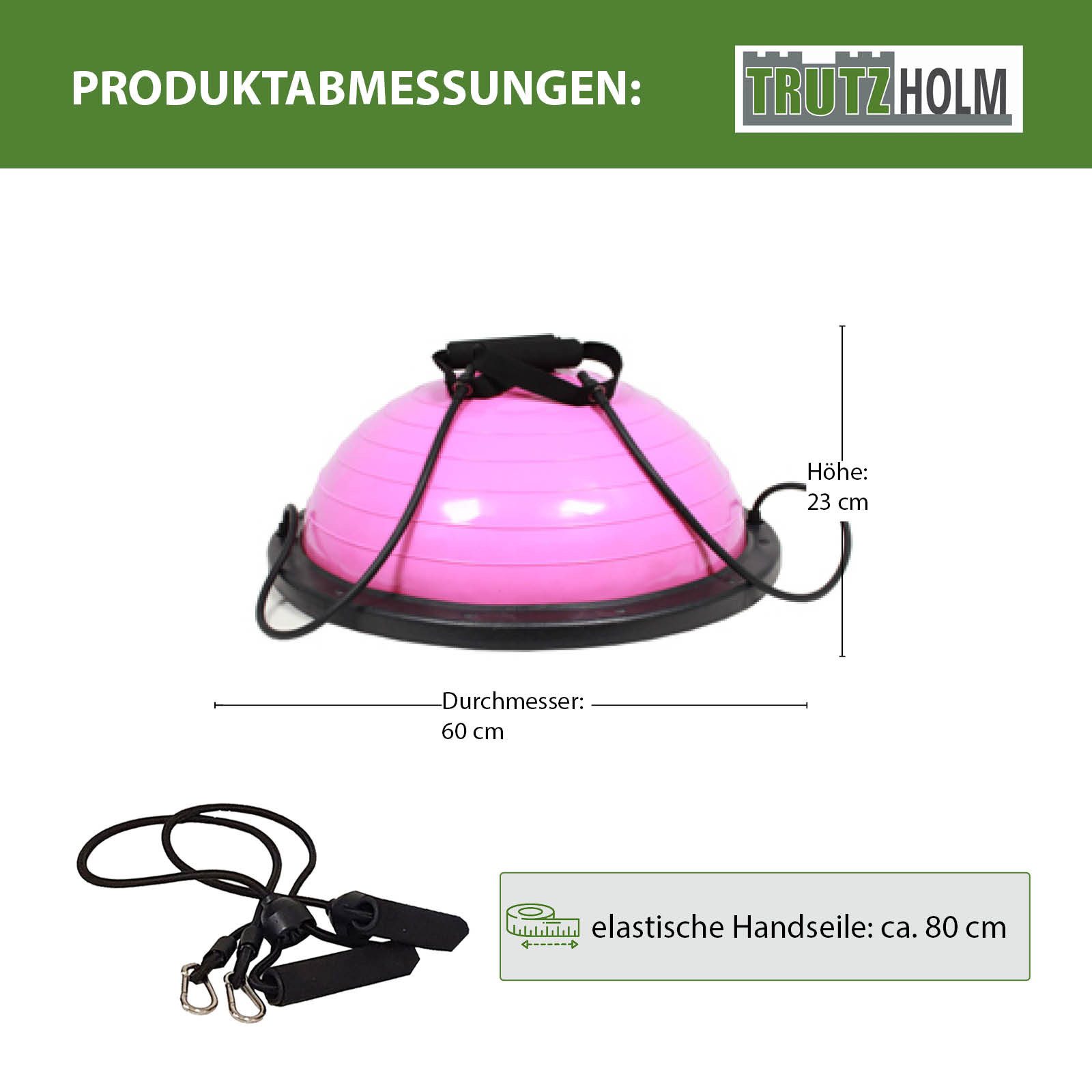 TRUTZHOLM Balanceboard Balancetrainer Yoga Gymnastik Balance Trainingsball Fitnessball ø 60cm, pink