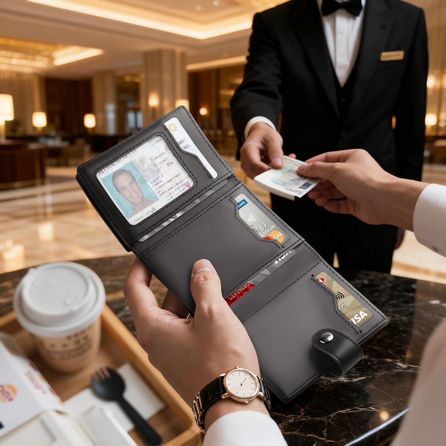 TEEHON Geldbörse Geldbeutel Herren mit Münzfach, Hochwertige Slim Wallet (Kartenetui Klein 8-10 Karten, Premium Exklusiv Geldbörse RFID Schutz), Portmonee Herre – Bild 2 von 5