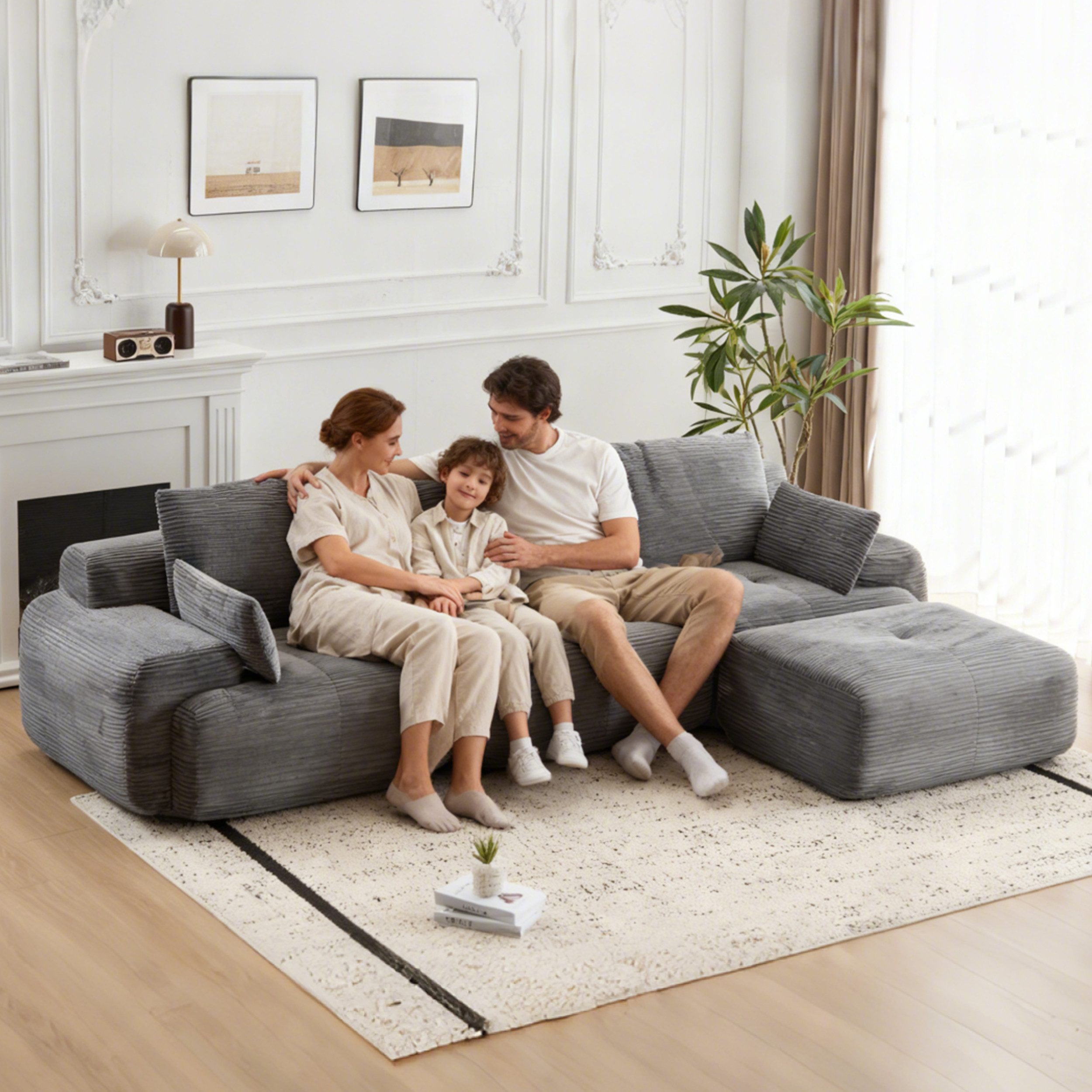 Sinaopus Sofa Sinaopus Sofa 1–2–3 Sitzer mit Schlaffunktion – modern & komfortabel, 3 Teile, Modulares Cord-Sofa mit Bettfunktion –flexibel und gemütlich