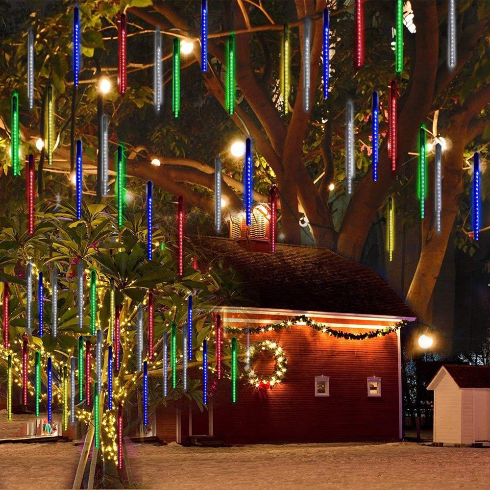 Sunicol LED-Lichterkette Regen Röhren Schneefall, Weihnachten für 192-288 Anschließbar Lichter, Hochzeit Mehrfarbig Außen Innen LEDs Lichter Fallende 8 Wasserdichte Beleuchtung