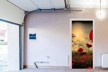 MuchoWow Türtapete Mohnblumen am Abend, Matt, bedruckt, (1 St), Fototapete für Tür, Türaufkleber, 75x205 cm