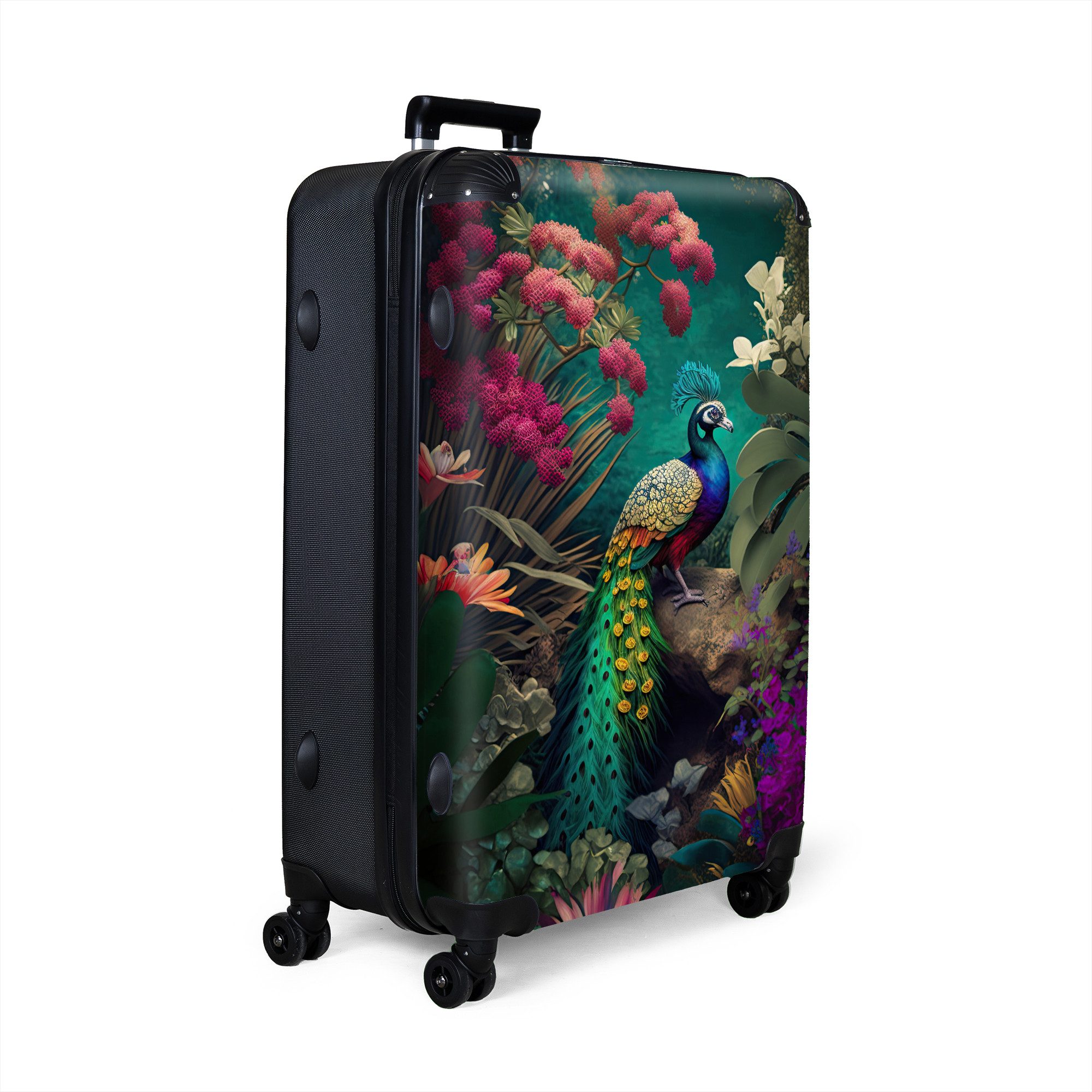 NoBoringSuitcases.com© Hartschalen-Trolley Pfau - Federn - günstig online kaufen