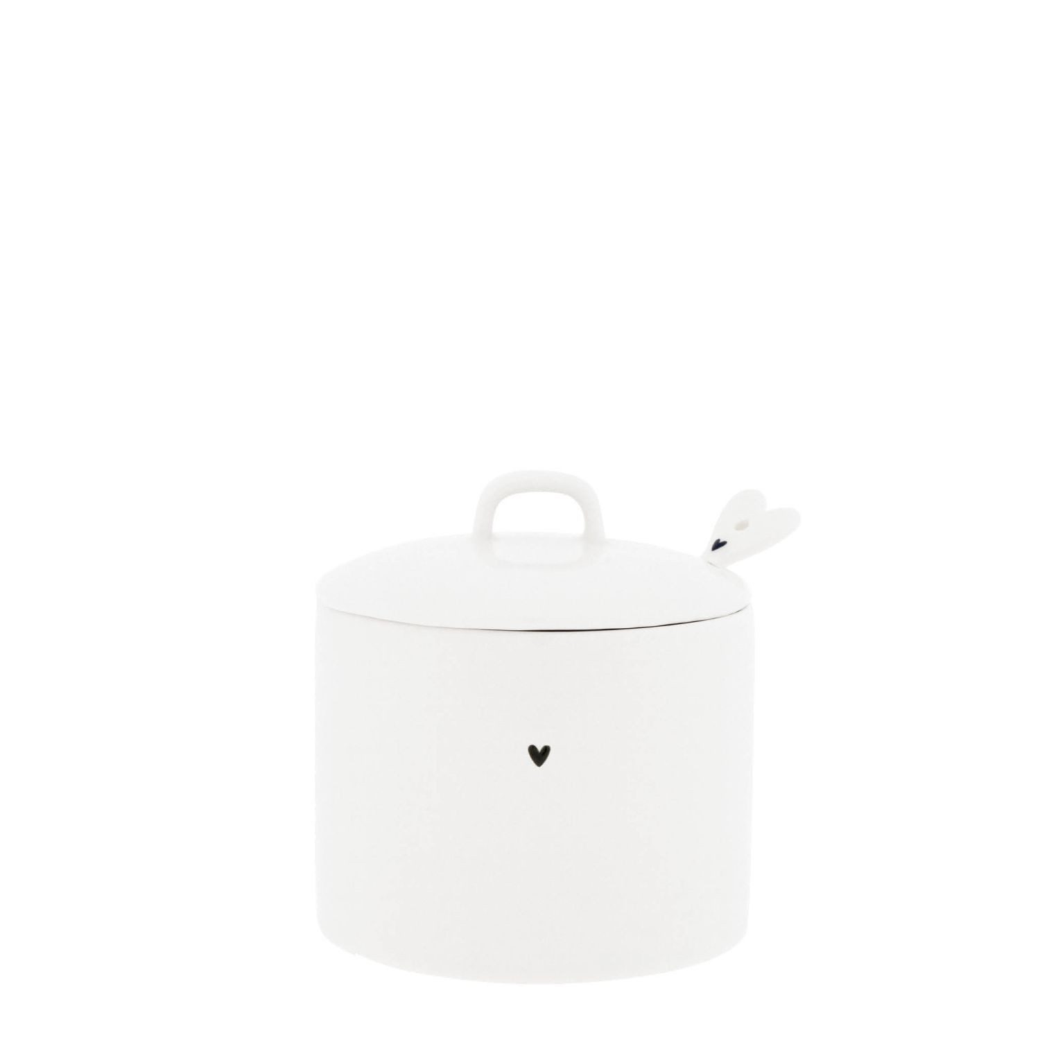 Bastion Collections Zuckerdose Schwarzes Herz, Keramik, Spülmaschinengeeignet, Weiß, Herz, H: 9cm