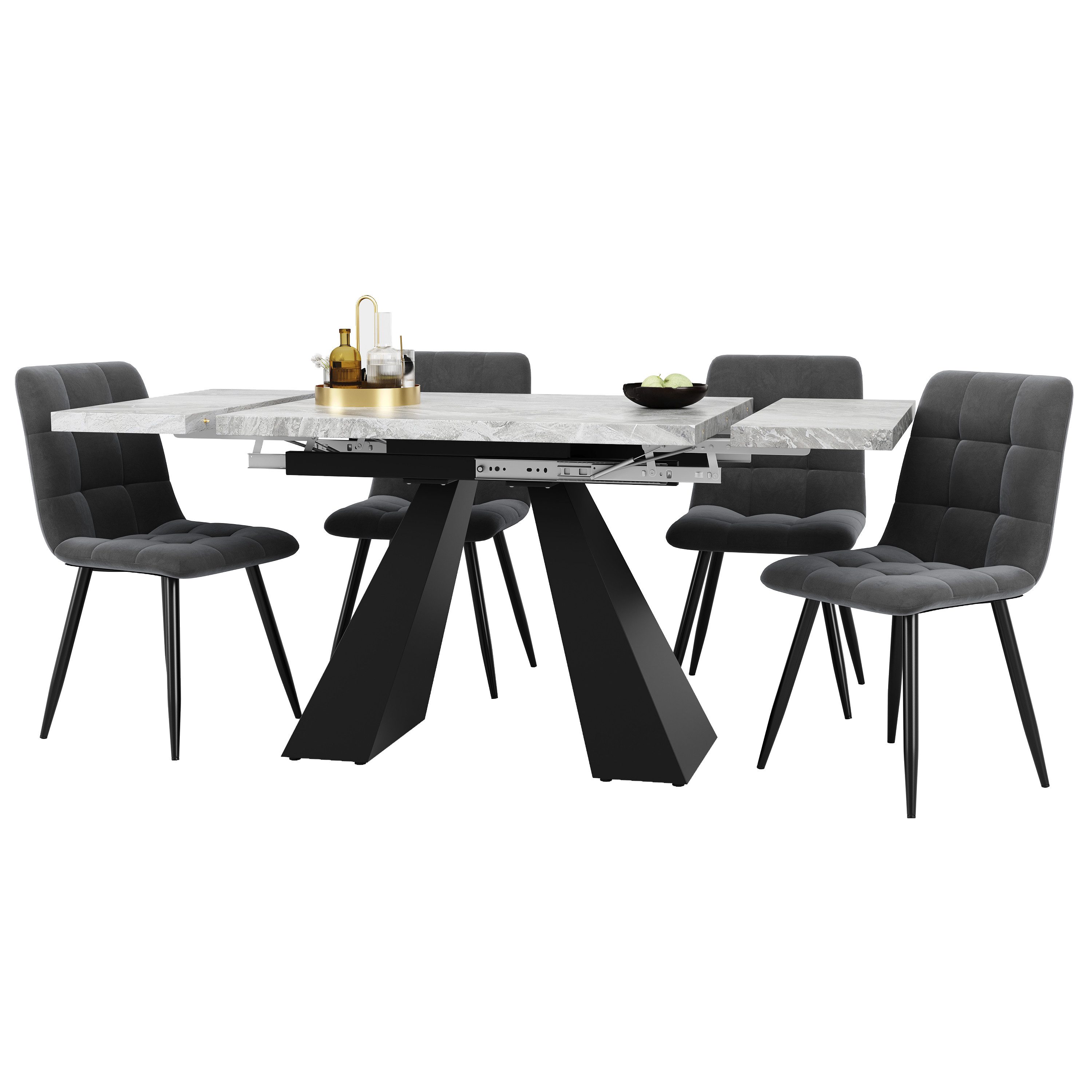 OKWISH Esstisch Langer Tisch,Moderne Esstisch,Teleskoptisch,Esstisch-Set (E günstig online kaufen