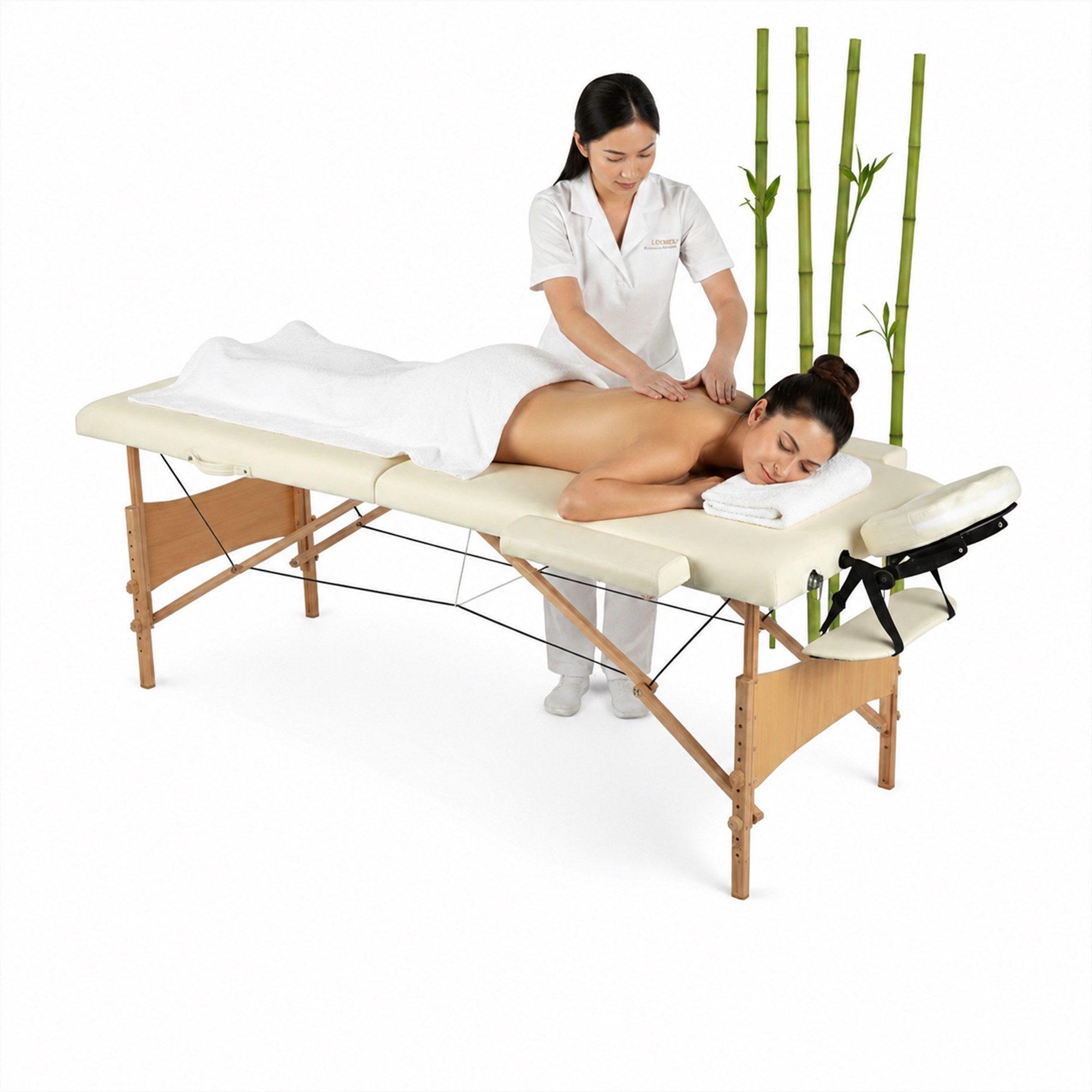Mucola Massageliege Massageliege 2 Zonen Kopfstütze Ergonomisch Weiß Rot Gelb Creme Mobile (Stück, Liege), flexibel Einstellbar