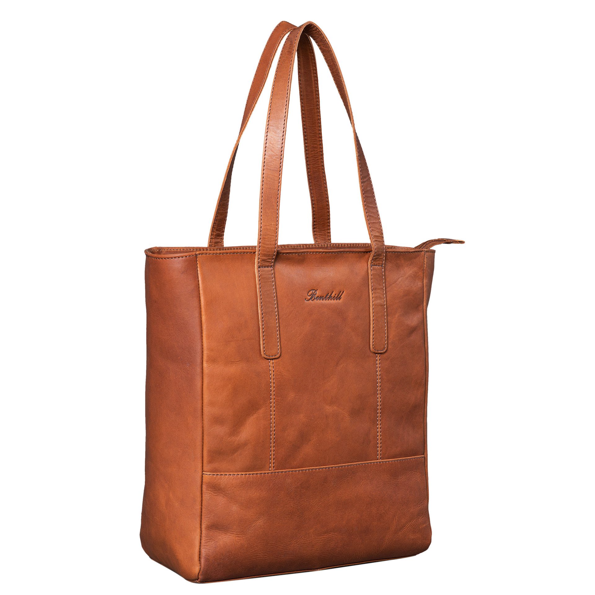 Benthill Shopper Damen Echt Leder Handtasche Frauen Schultertasche Groß Henkeltasche, Reißverschlussfach