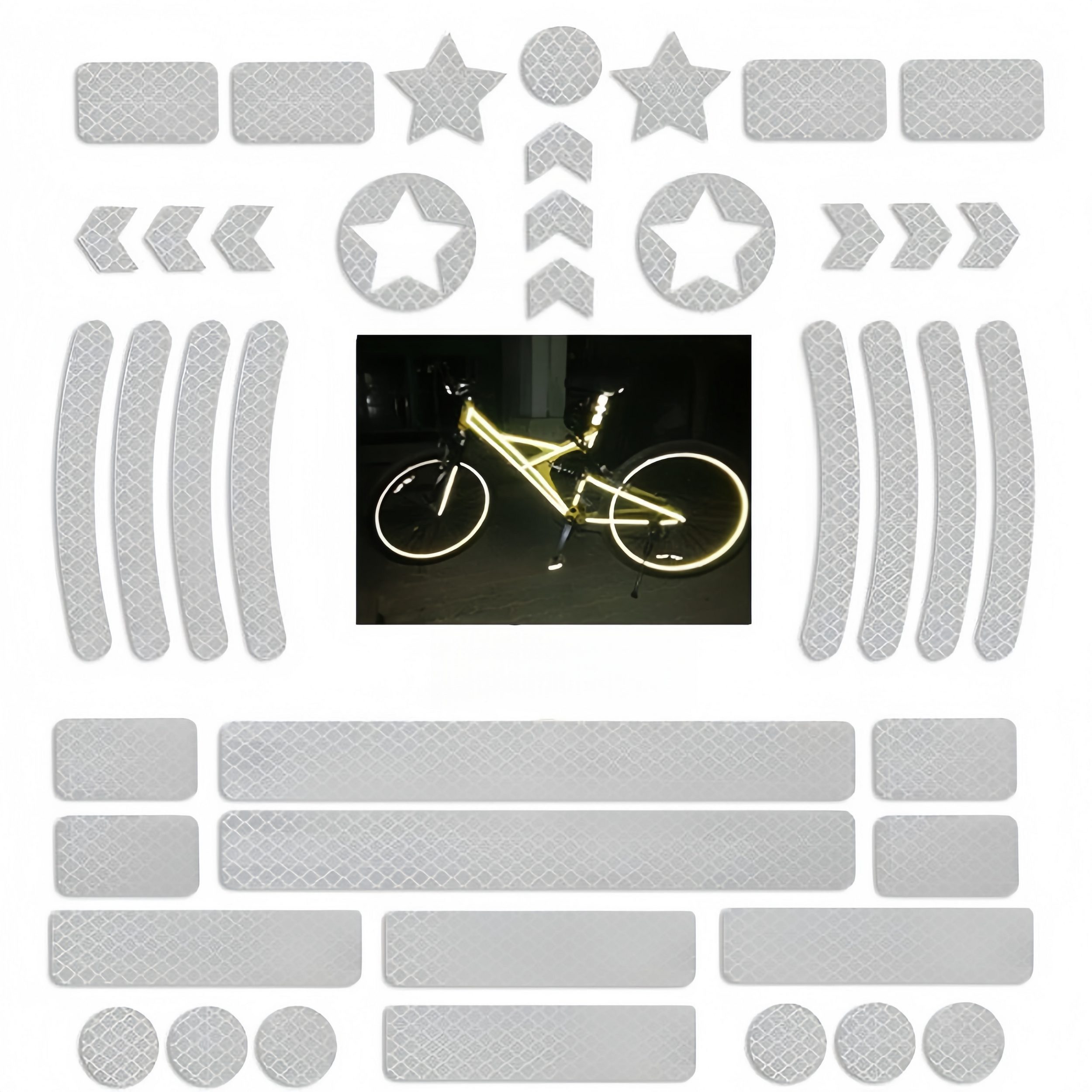 FOUORTUNATE-BEE Reflektorband Reflektierende Aufkleber für Motorrad Helm Auto Fahrrad – 42 Stück, Fluoreszierende Warnstreifen Sticker selbstklebend & wasserfest