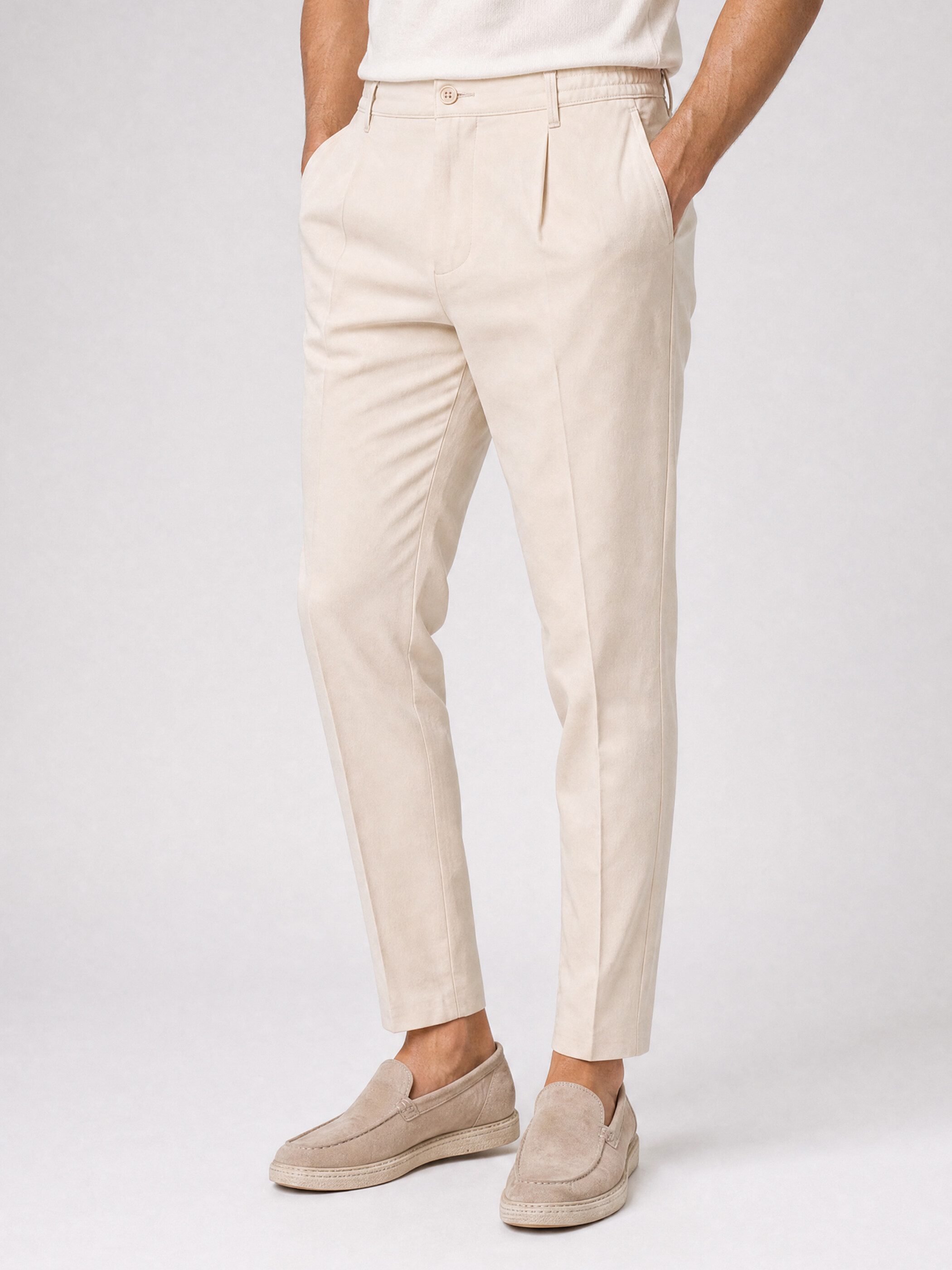 WOTEGA Chinohose Herren Studio Pant Chino Slim Fit mit Bundfalte & Stretch, 7/8-Länge