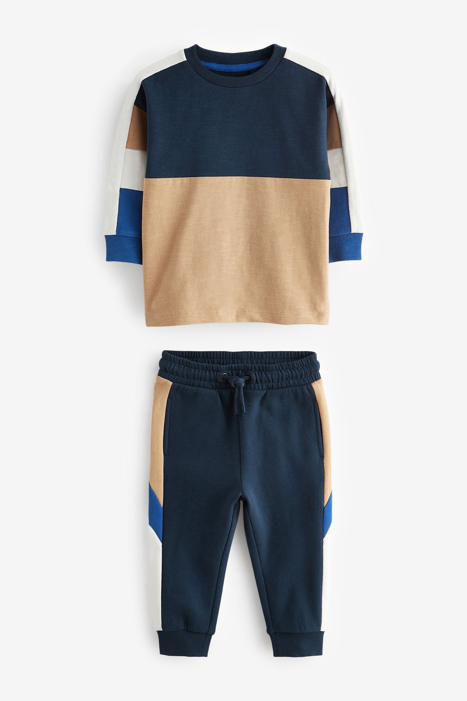 Next Shirt & Hose Set mit Langarmshirt in Blockfarben + Jogginghose (2-tlg) Cobalt Blue