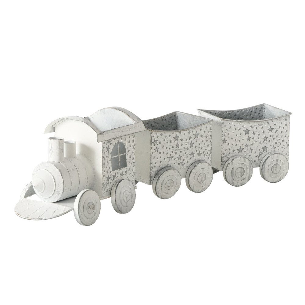 BOLTZE Dekoobjekt Dekozug STEPHANUS weiß grau shabby chic Eisenbahn L73cm Deko Weihnacht
