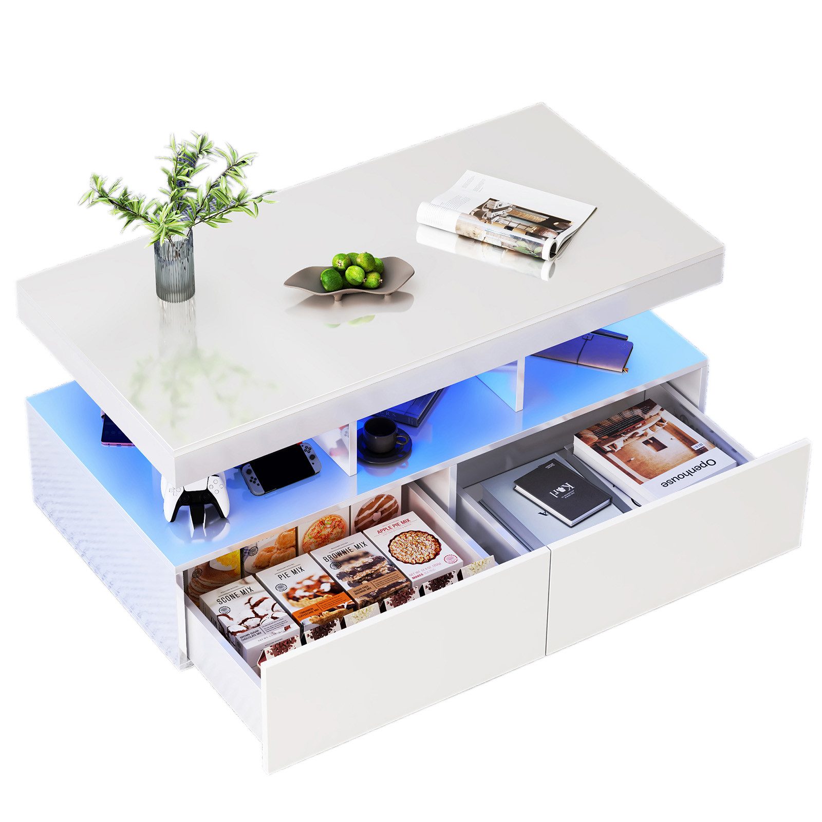 FUROKOY Couchtisch Modern Wohnzimmertisch Hochglanz mit günstig online kaufen