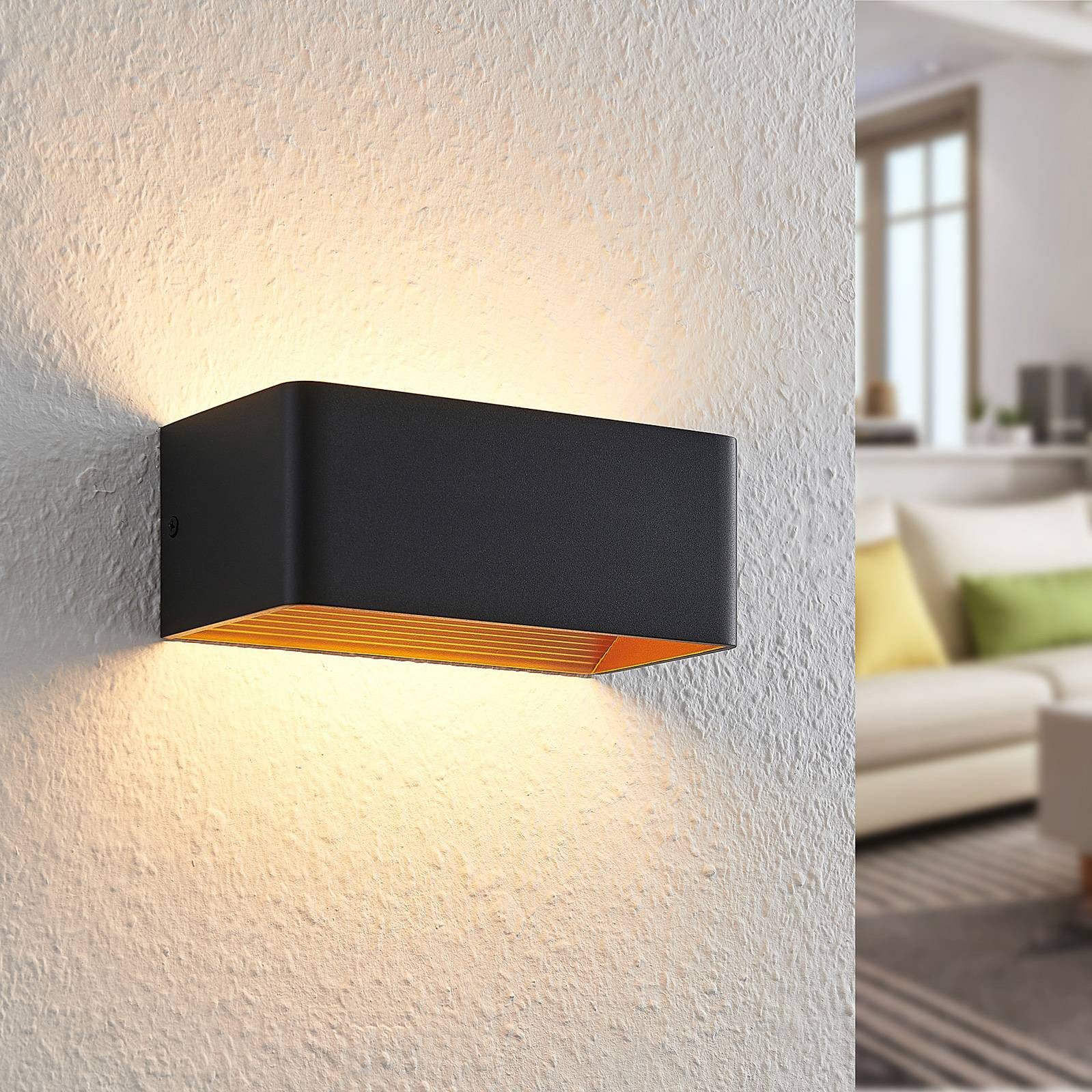 Arcchio Wandleuchte Karam, LED, Metall, Schwarz warmweiß IP20, 1 x 6 W LED, warmweiß