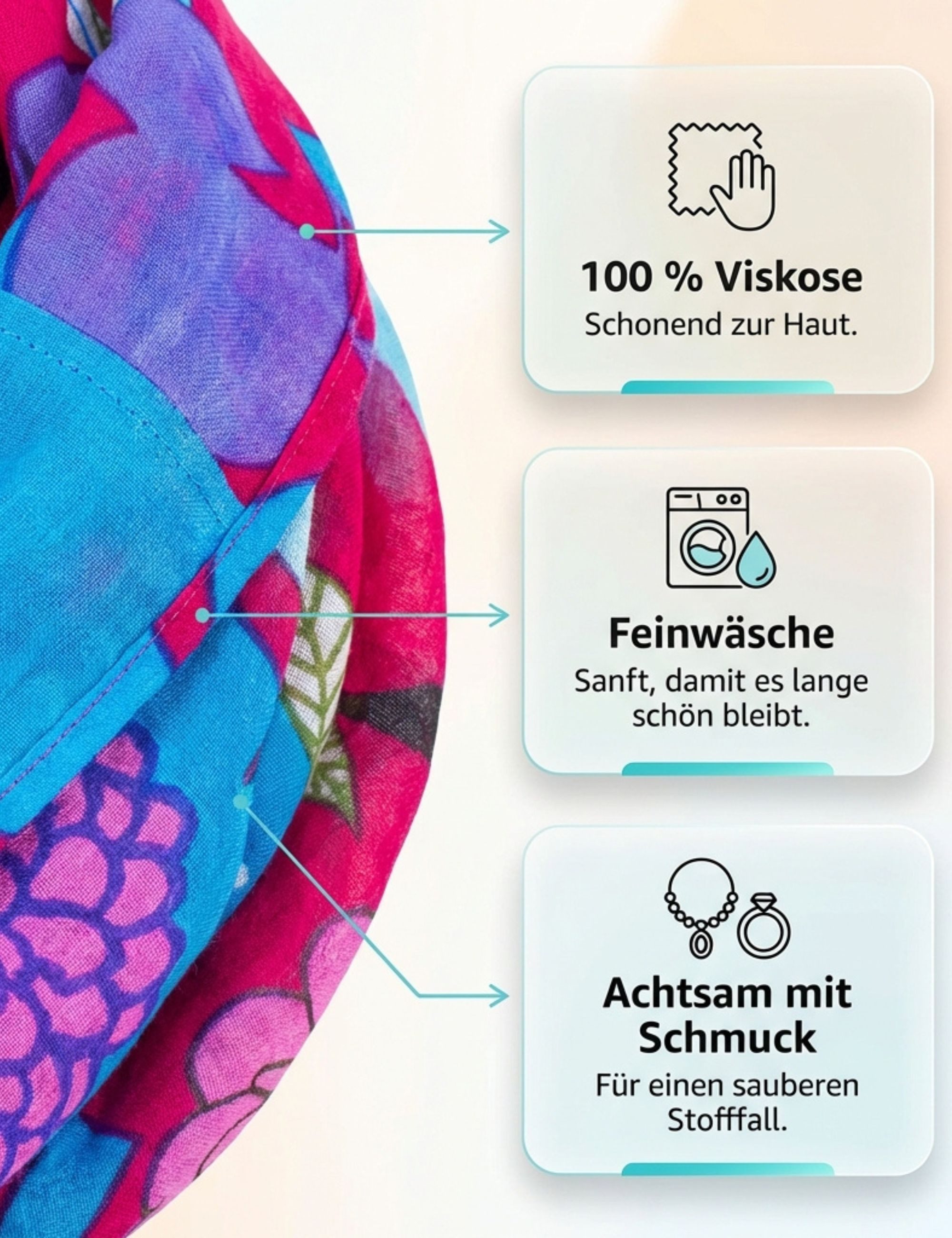 Sunsa Loop Damen Loop Schal. 100% Viskose Schlauchschal. Loopschal, bedruckt mit Blumenmotiv