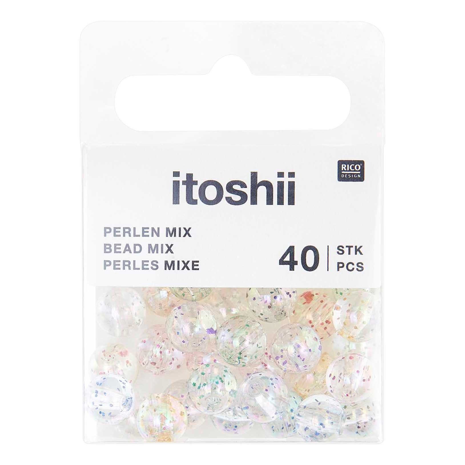 Rico Design Bastelperlen itoshii Glitzer Holographisch, (40-tlg), Perlen Set