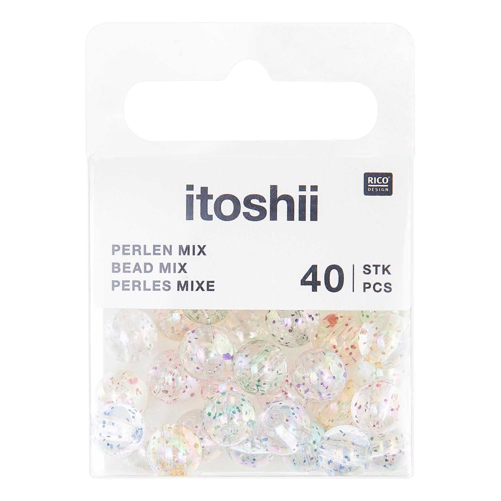 Rico Design Bastelperlen itoshii Glitzer Holographisch, Perlen Set