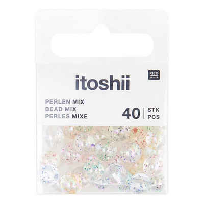 Rico Design Bastelperlen itoshii Glitzer Holographisch, (40-tlg), Perlen Set