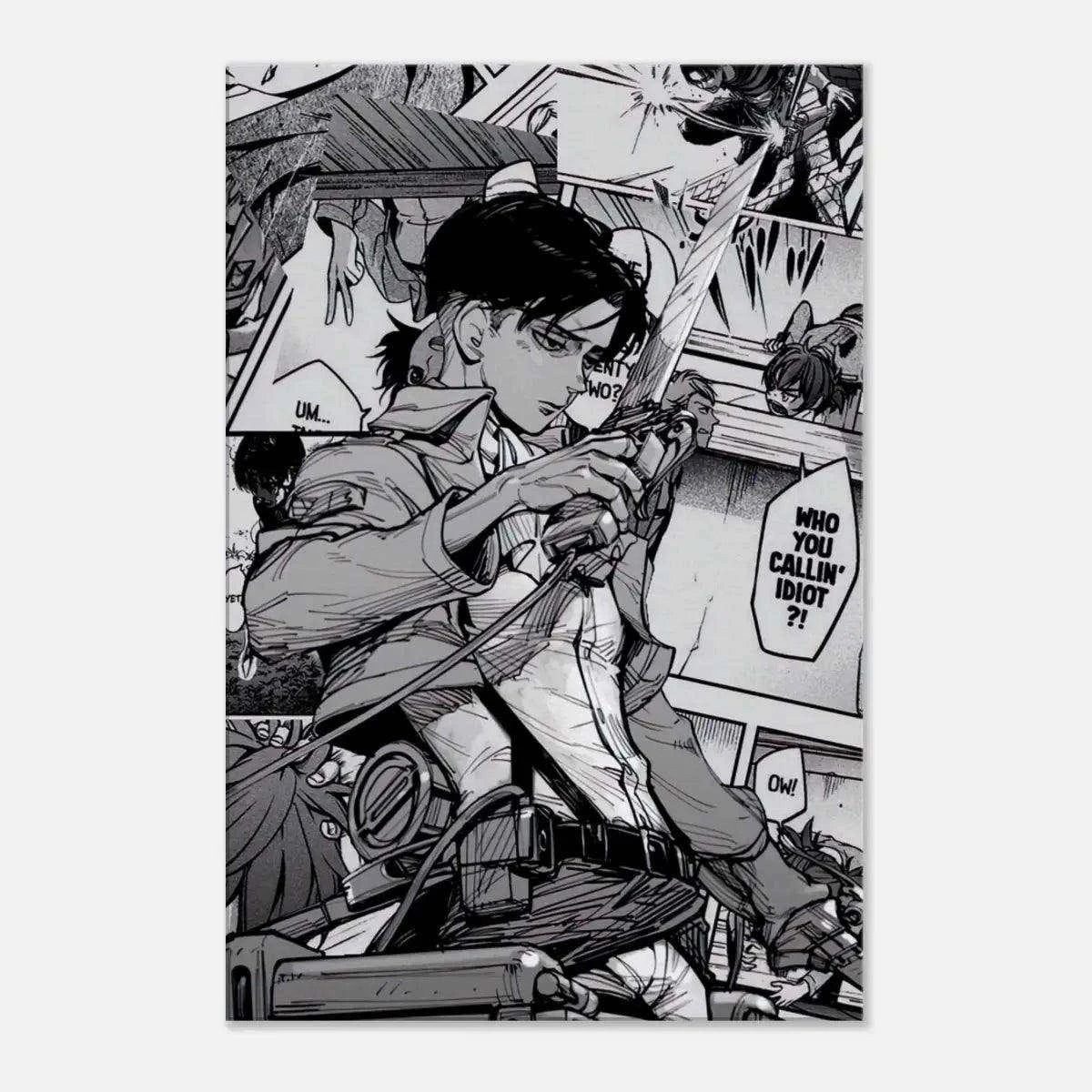 Wanddekoobjekt Levi Manga Style - Attack on Titan - Anime Leinwandbild