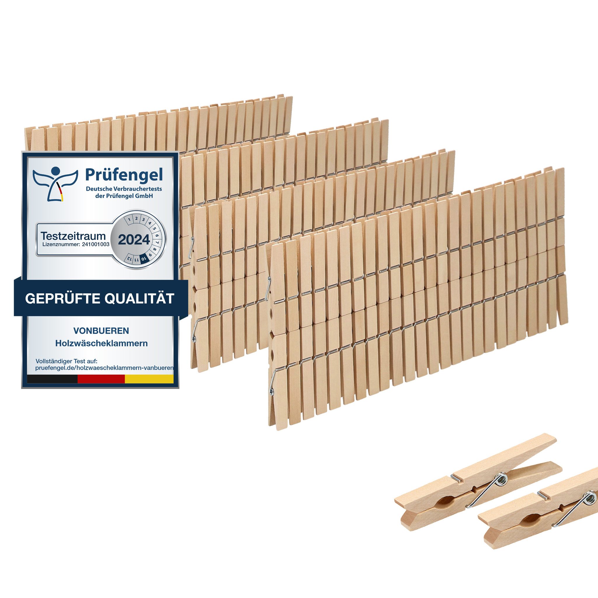VonBueren Wäscheklammern Holz groß Holzwäscheklammern auch zum Basteln, auch geeignet für Bastel-, Deko- und DIY-Projekte