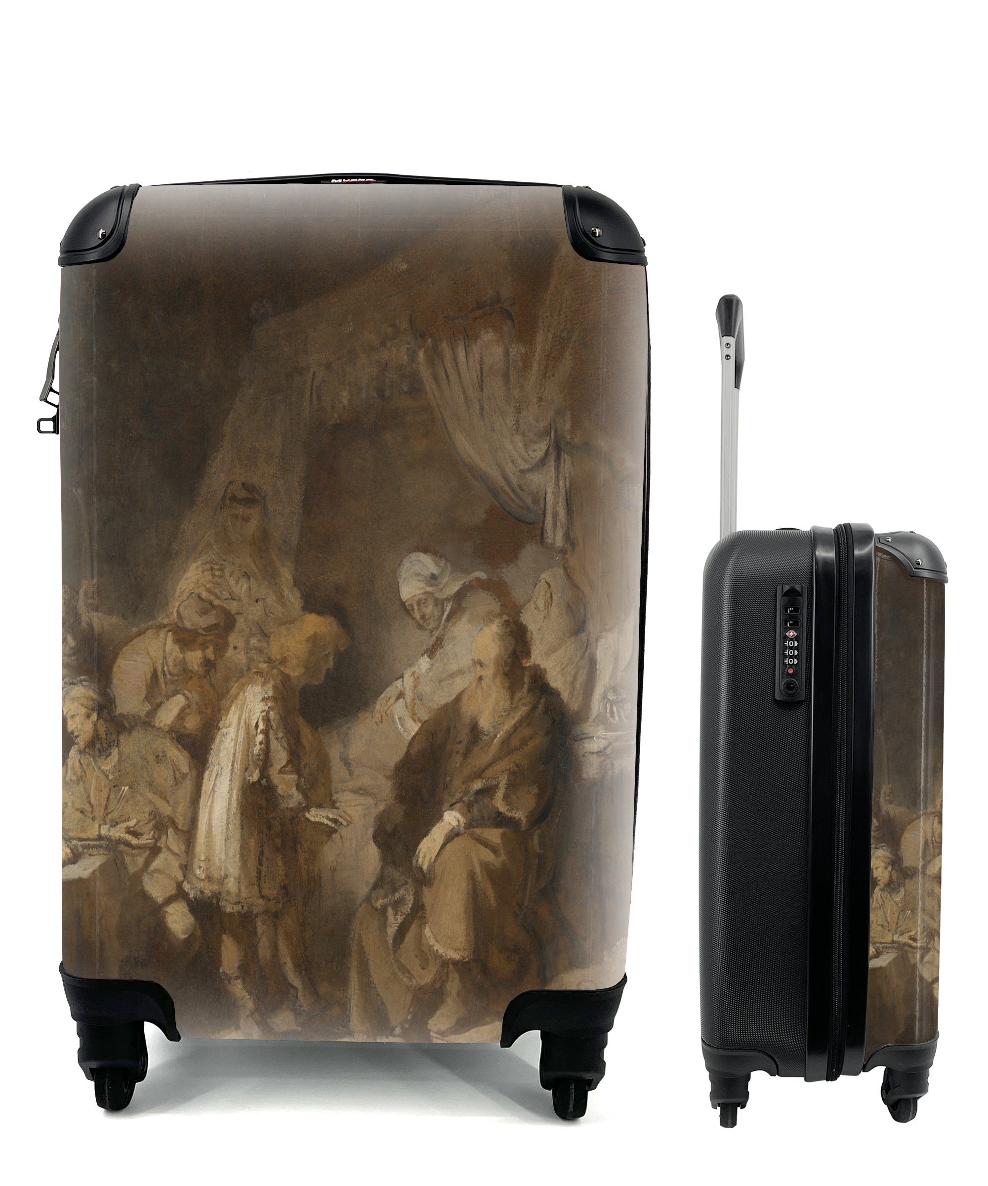 MuchoWow Handgepäckkoffer Joseph erzählt seinen Eltern seine Träume - Rembrandt van Rijn, 4 Rollen, Reisetasche mit rollen, Handgepäck für Ferien, Trolley, Reisekoffer