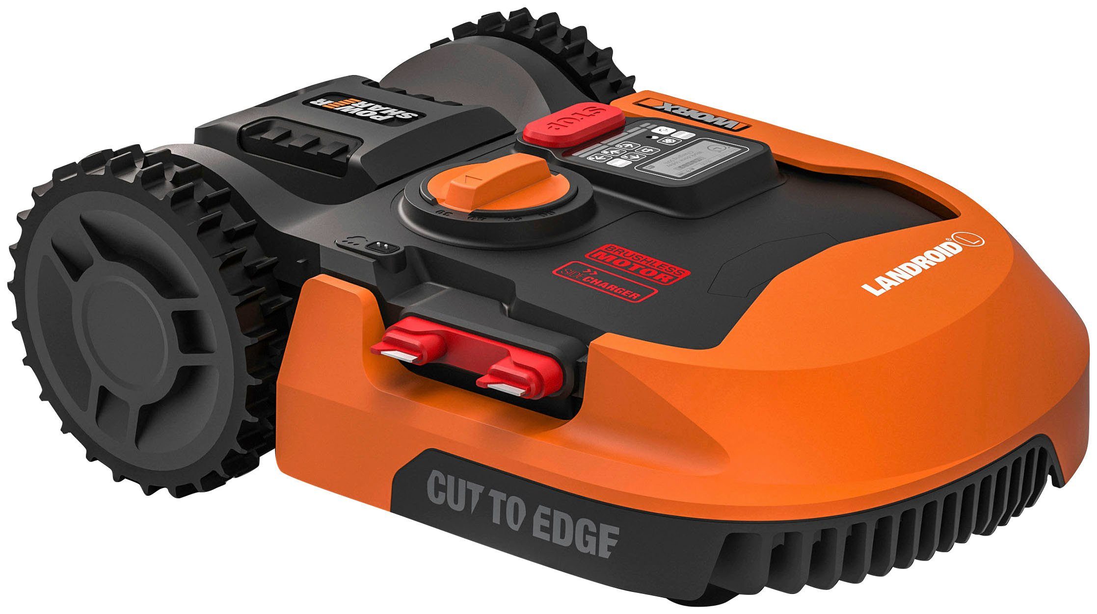 Worx Rasenmähroboter Landroid L2000, bis 2000 m² Rasenfläche, (Set), 2000m², 20V/5Ah, 22cm/30-60mm, WiFi/Bluetooth, Cut to edge, PowerShare orange