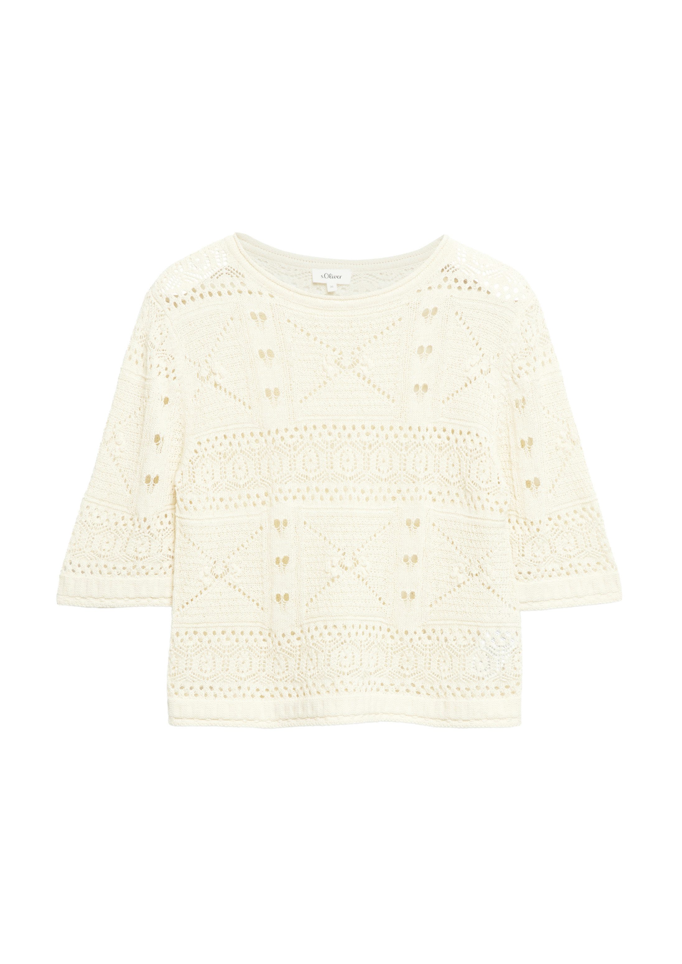 s.Oliver Kurzarmpullover Strickpullover Ajour-Strickpullover