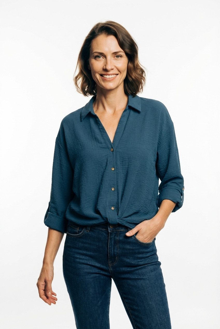 Vero Moda Hemdbluse VMIZZY LS DETAIL SHIRT WVN BTQ GA mit geknoteter Front