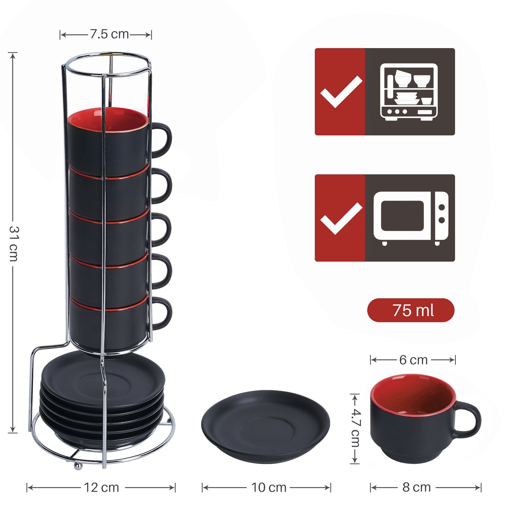 MiaMio Espressotasse Espressotassen Set Le Papillon Kollektion (6 x 75ml) – Bild 3 von 5