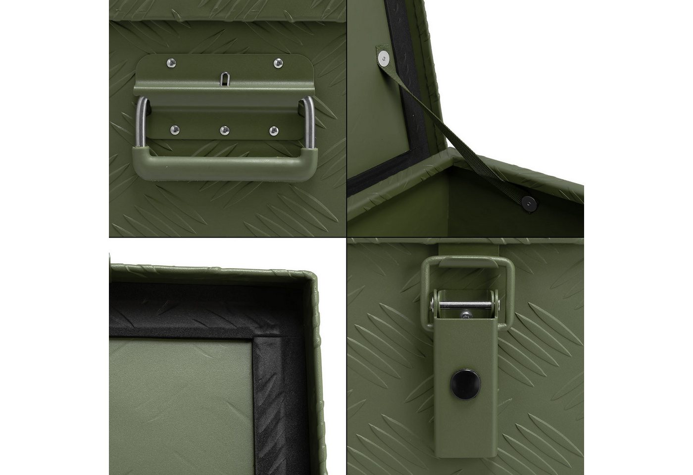 Thumbnail - ALUBOX Aufbewahrungsbox Alukiste Transportbox Riffelblech olivgrün matt (36 Liter), Dichtung und Fangbänder im Deckel - ...