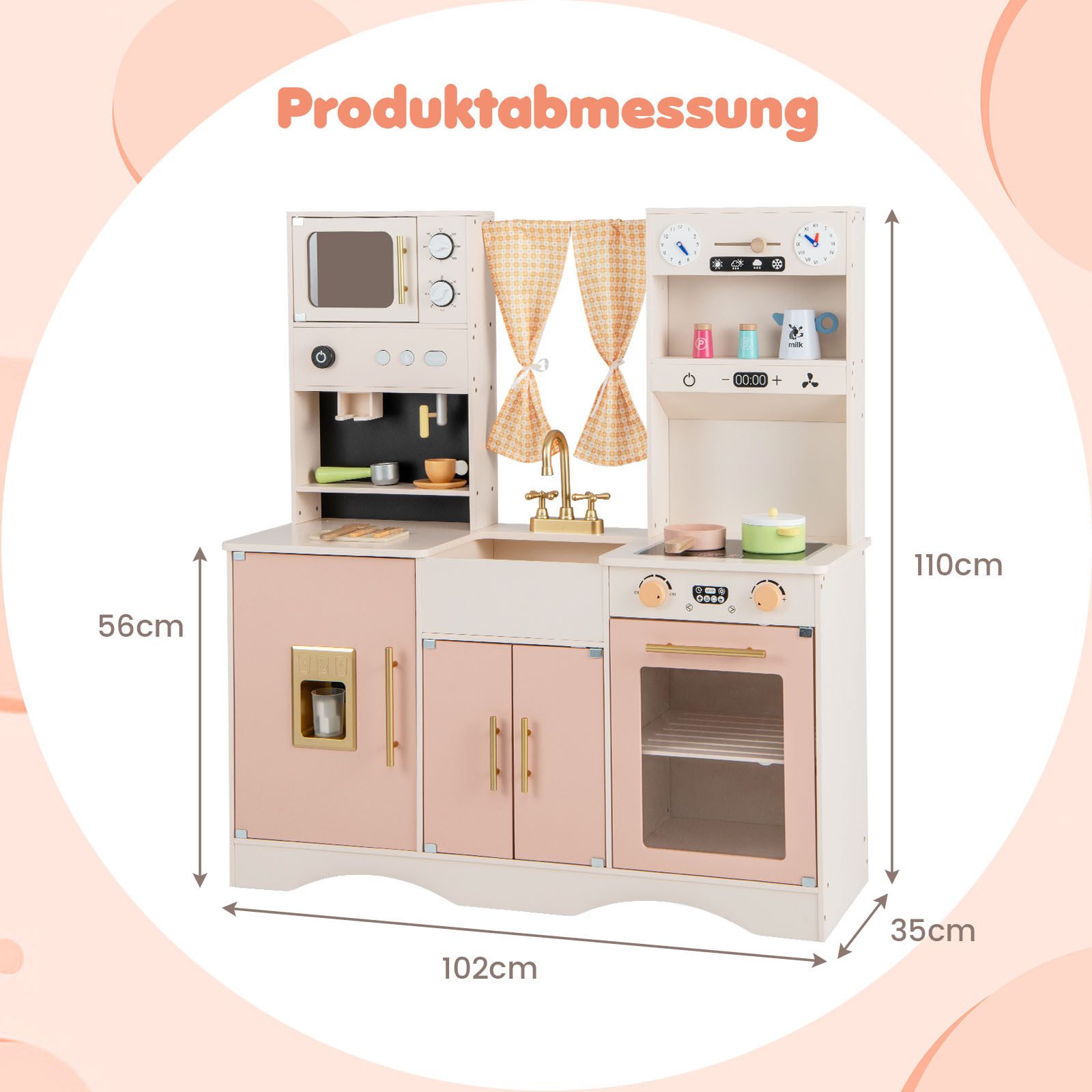 KOMFOTTEU Spielküche Kinderküche Spielzeugküche mit Kaffeemaschine, Eismasc günstig online kaufen