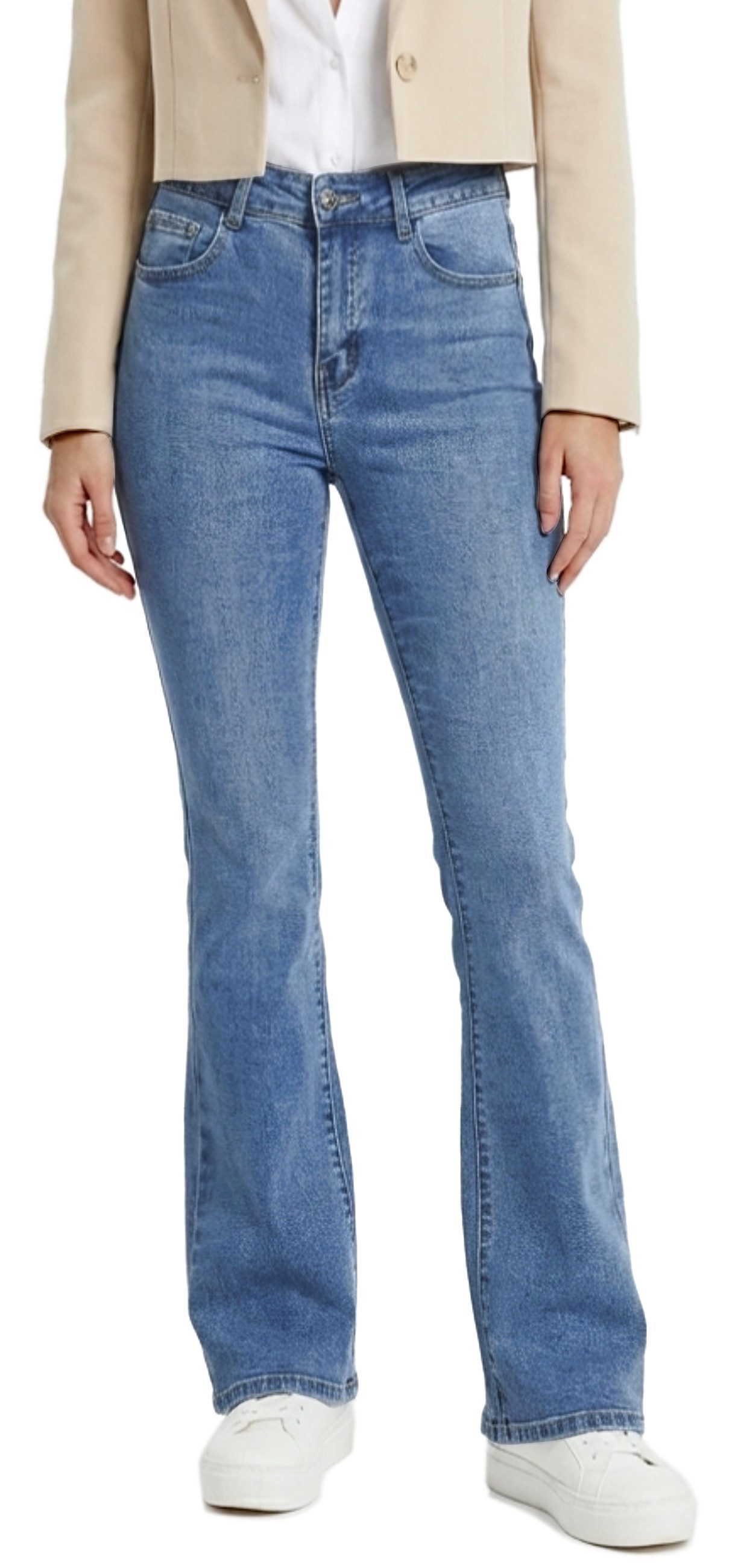 dy_mode Schlagjeans Damen Schlagjeans High Waist Trendige Schlaghose Flared günstig online kaufen