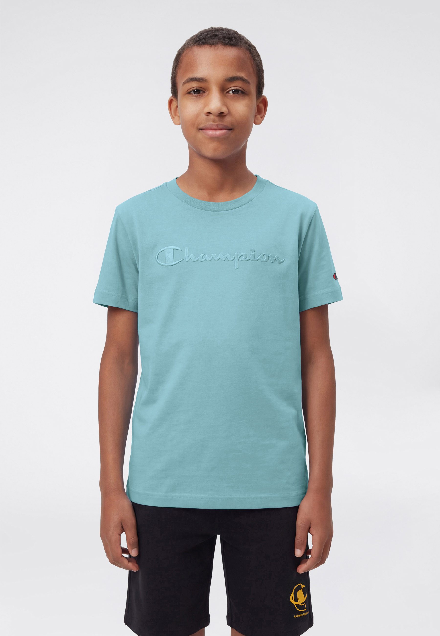 Champion T-Shirt ICONS TONAL Crewneck T-Shirt with Large Logo mit großem Logo, Kurzarm, aus Baumwolle
