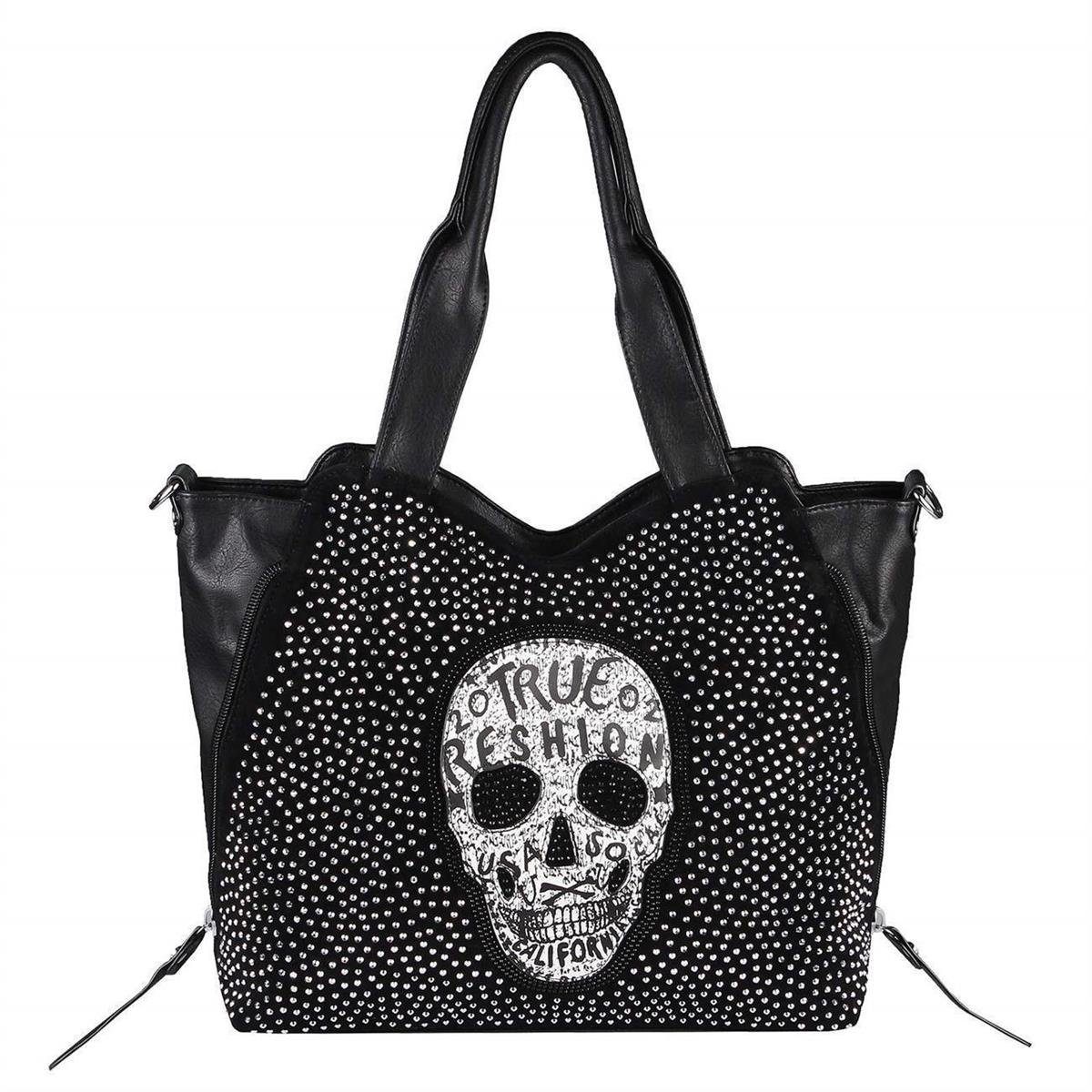 ITALYSHOP24 Schultertasche Damen XXL Totenkopf Shopper günstig online kaufen