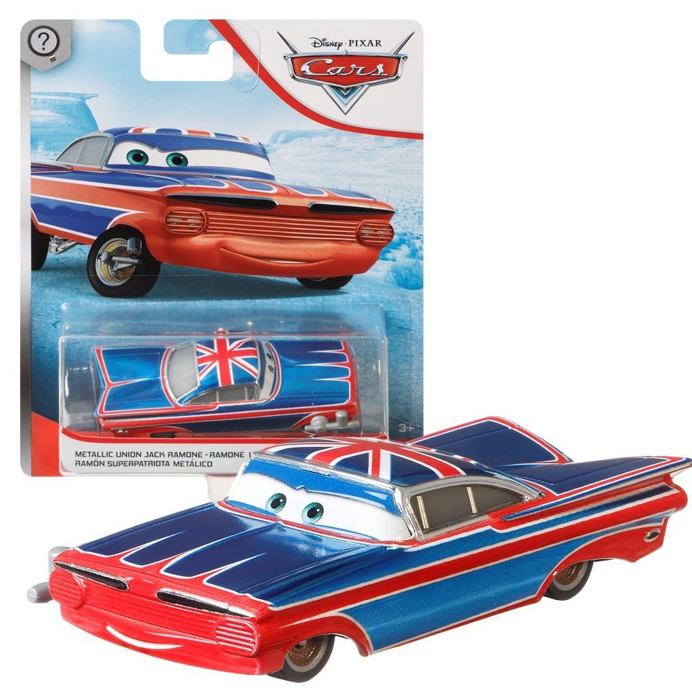 Disney Cars Spielzeug-Rennwagen Auswahl Fahrzeuge Modelle Disney Cars 3 Cast 1:55 Autos Mattel Ramone Metallic Union Jack