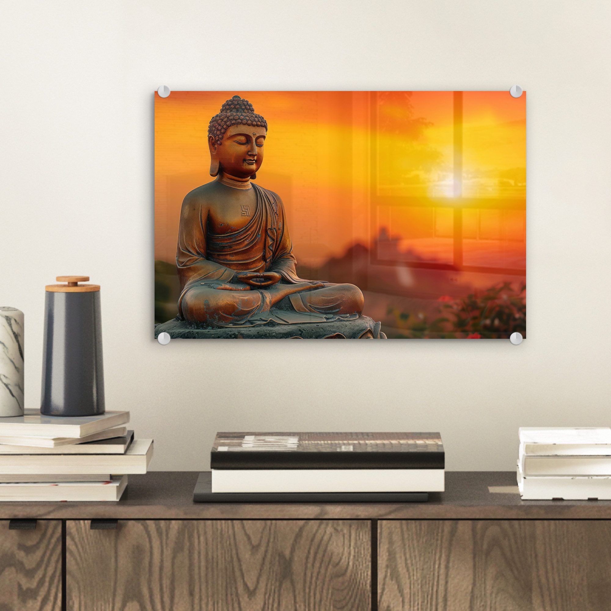 MuchoWow Acrylglasbild Buddha - Bild - Sonnenuntergang - Buddha - Zen - Jap günstig online kaufen