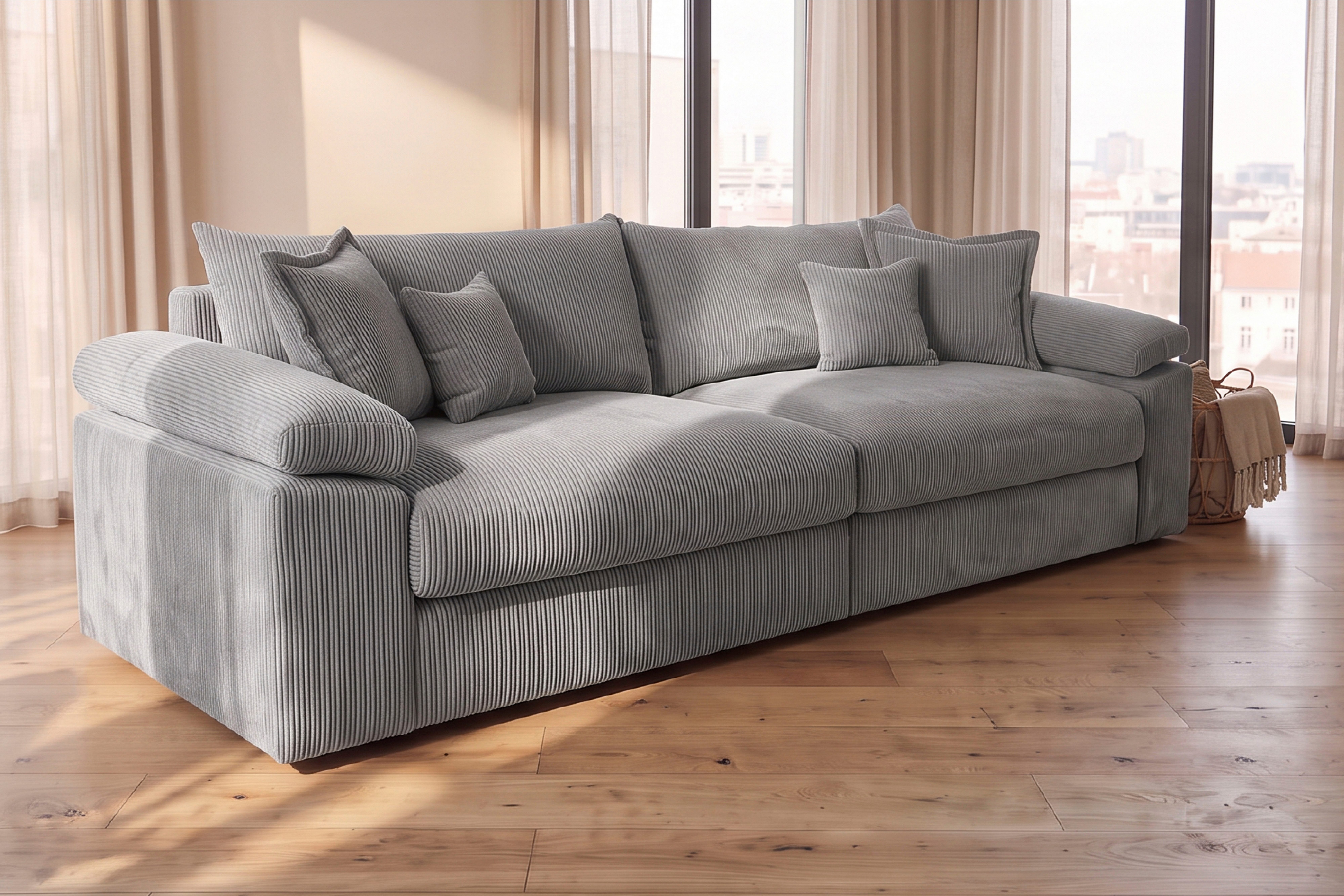 OTTO home Big-Sofa Soft&Cosy XXL, B: 303 cm - OTTO. Verlässliche Qualität., Mega-Sofa, Cord oder Chenille-Struktur, mit Federkern & 4 Zierkissen