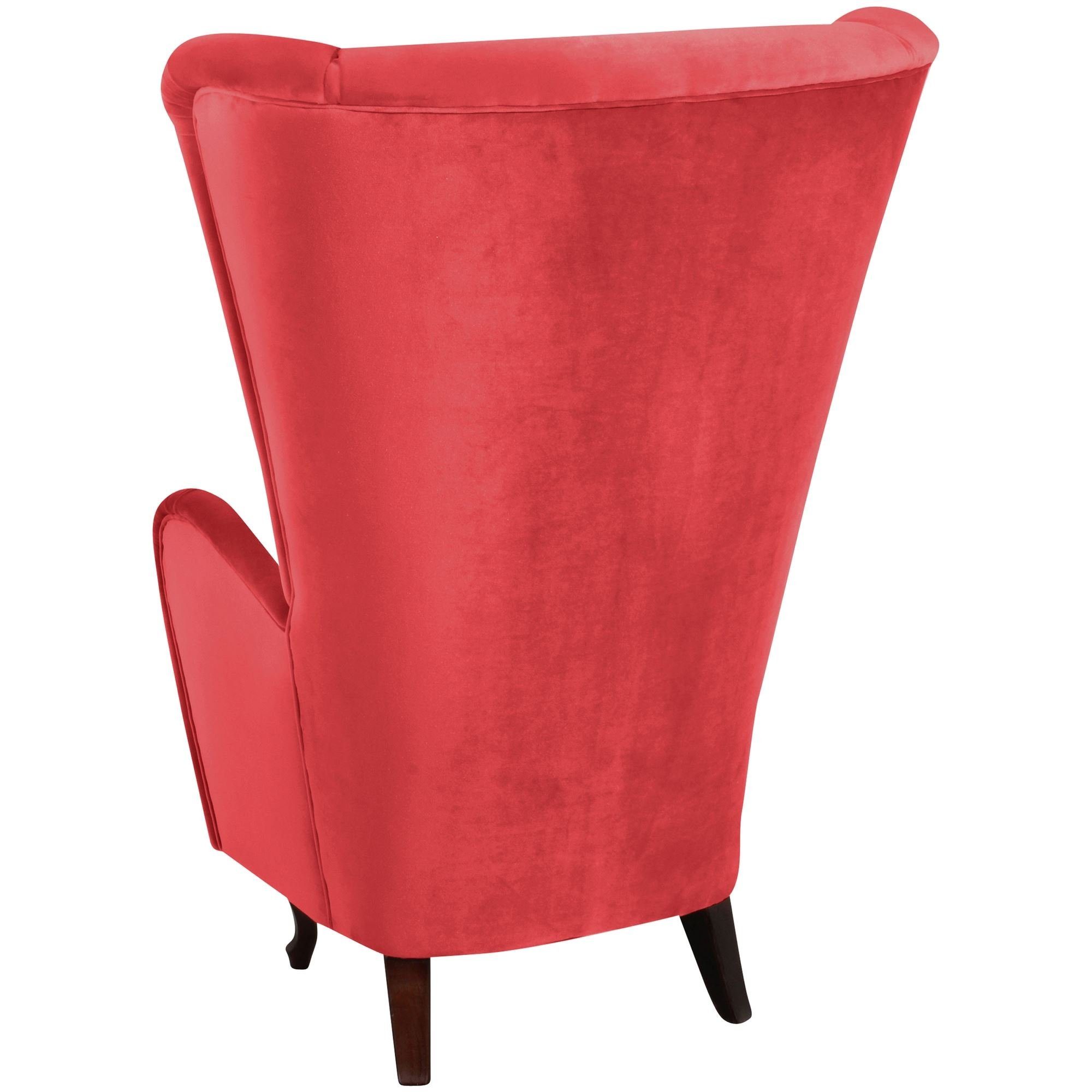 Kailey / Samtvelours Kessel verarbeitet,bequemer hochwertig Sessel 58 Sitz inkl. Buche aufm rot 1-St), (Sparpreis nussbaum dunkel Versand, Hochlehnsessel Kostenlosem Bezug