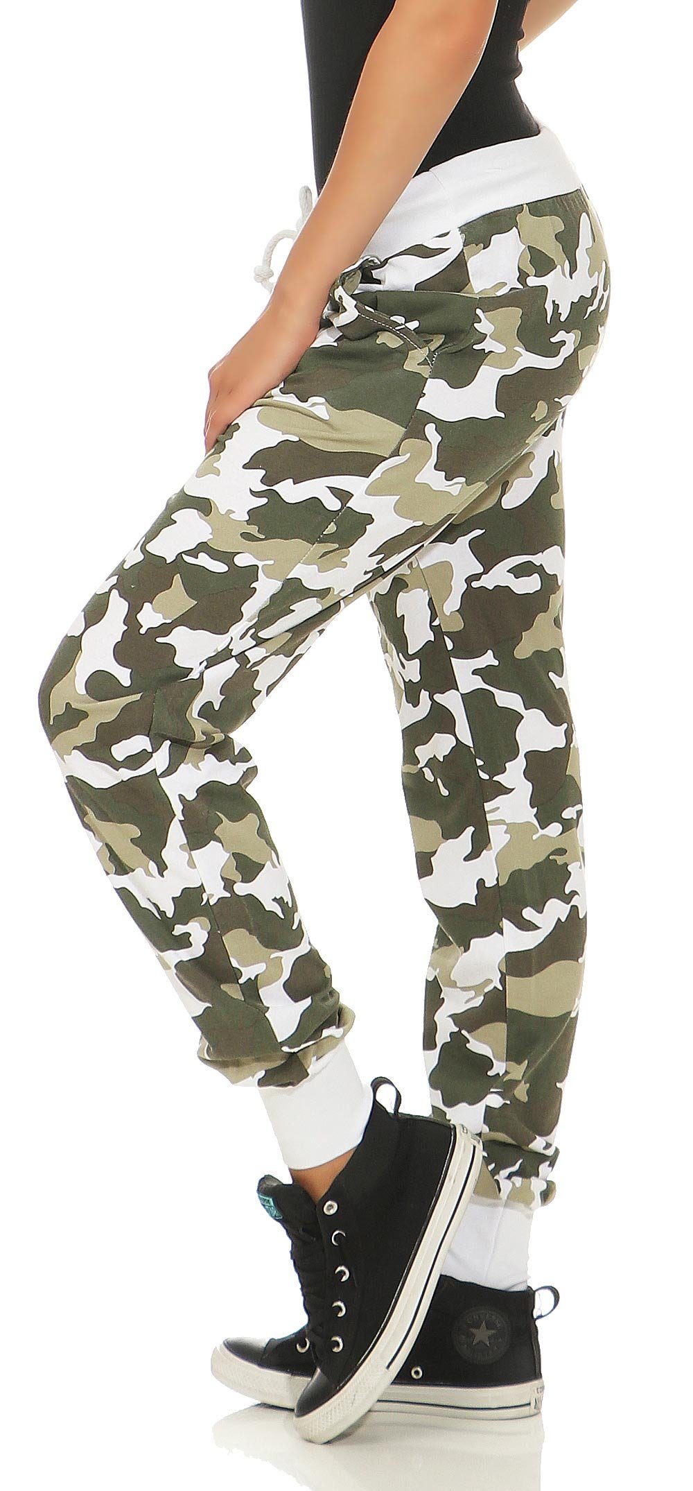 malito Look than fashion weiß im Camouflage 8019 Jogginghose Sweathose more