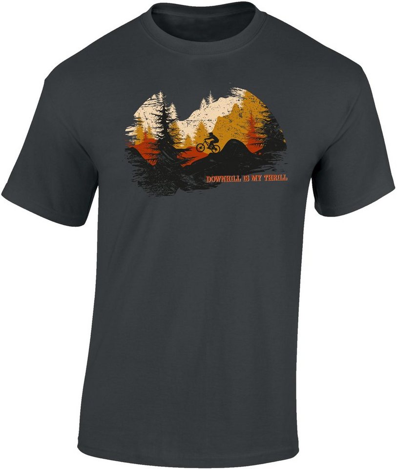 Baddery Print-Shirt Kinder T-Shirt: Downhill is my thrill - Fahrrad Jungen  & Mädchen aus Baumwolle, hochwertiger Siebdruck
