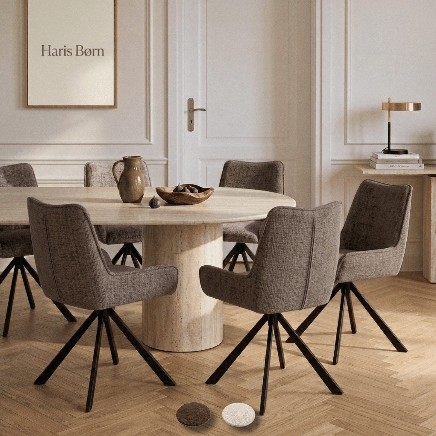 Haris Børn Esszimmerstuhl Polsterstuhl drehbar - Moderne Esszimmer Stühle (Set, 6 St), Premium Esszimmerstühle drehbar & Esstisch Stühle - Drehstuhl