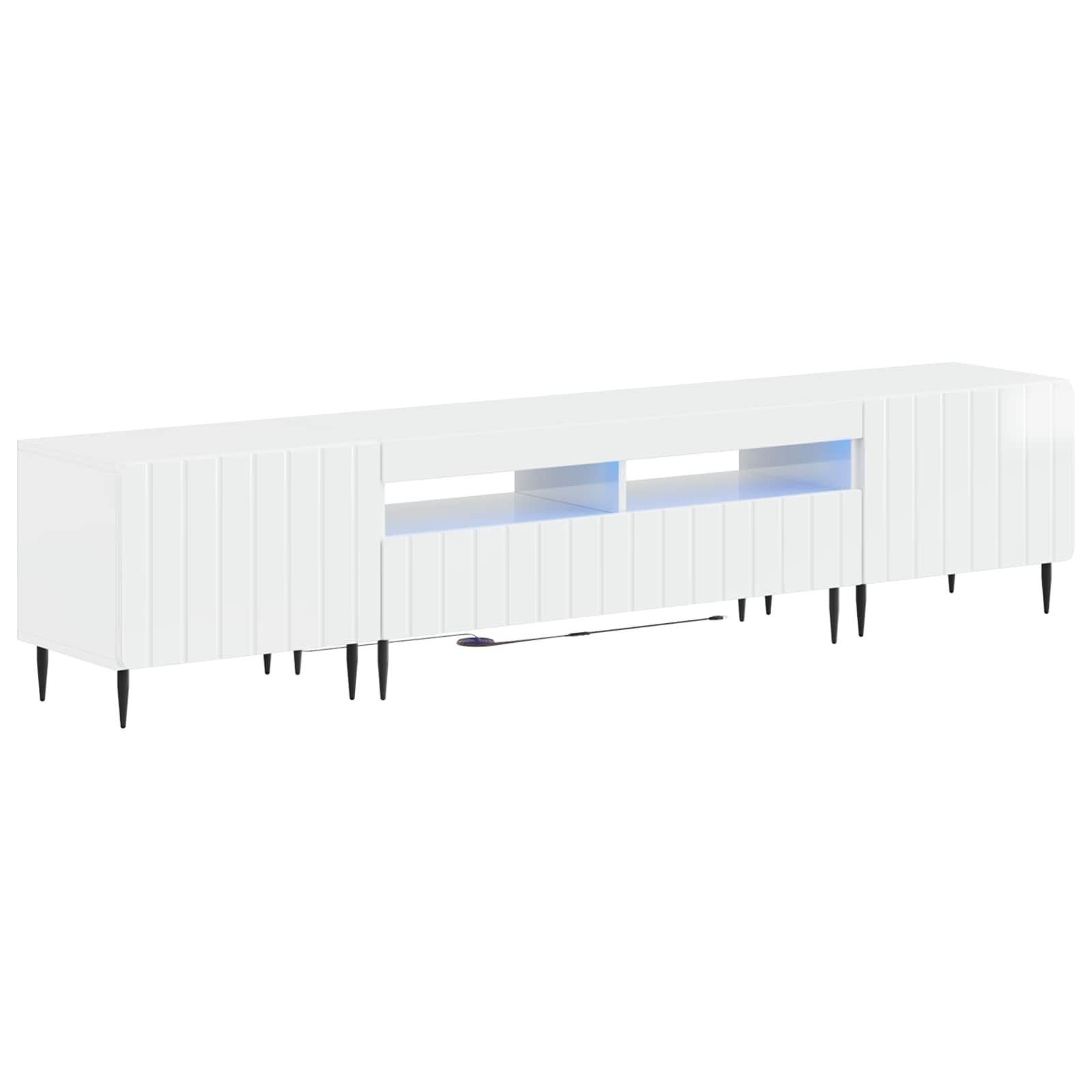 vidaXL TV-Schrank 5-teiliges LED TV Schrank Hochglanz Weiß Holzwerkstoff