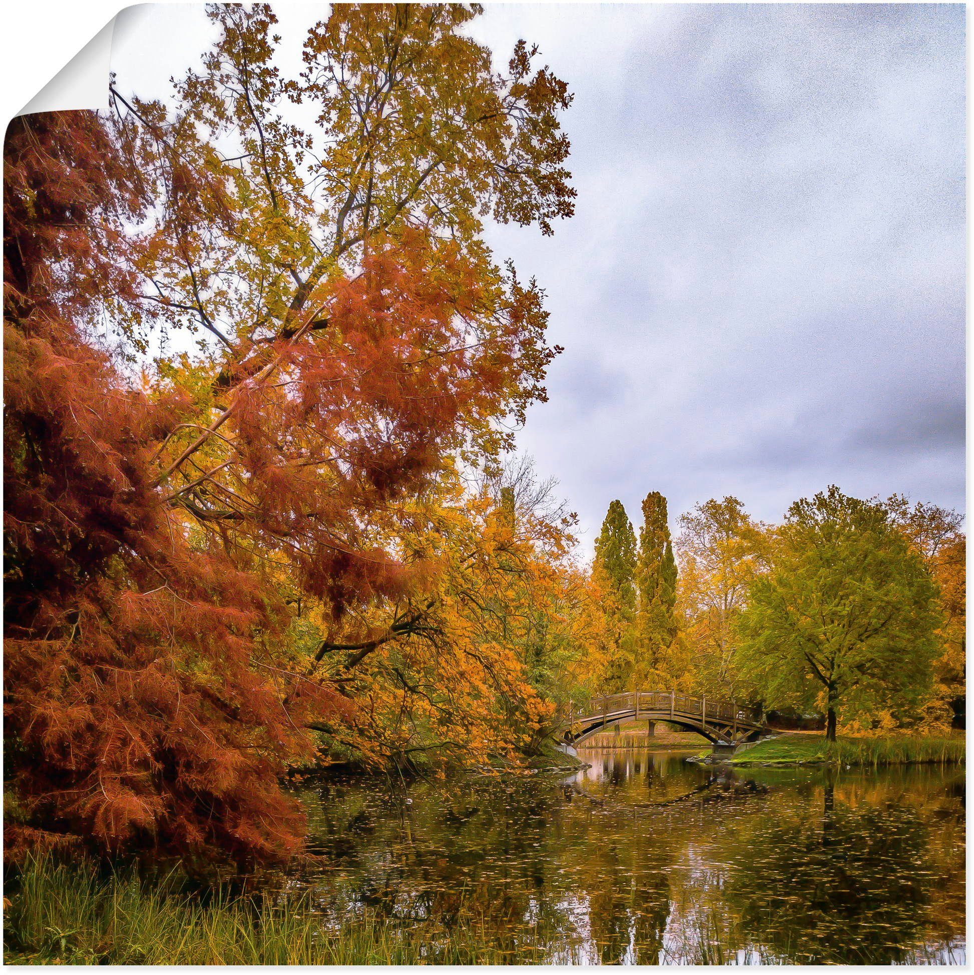 Artland Wandbild Bunter oder Poster Wandaufkleber Alubild, versch. (1 in Leinwandbild, St), Baumbilder Größen Herbst Leipzig, als Johannapark